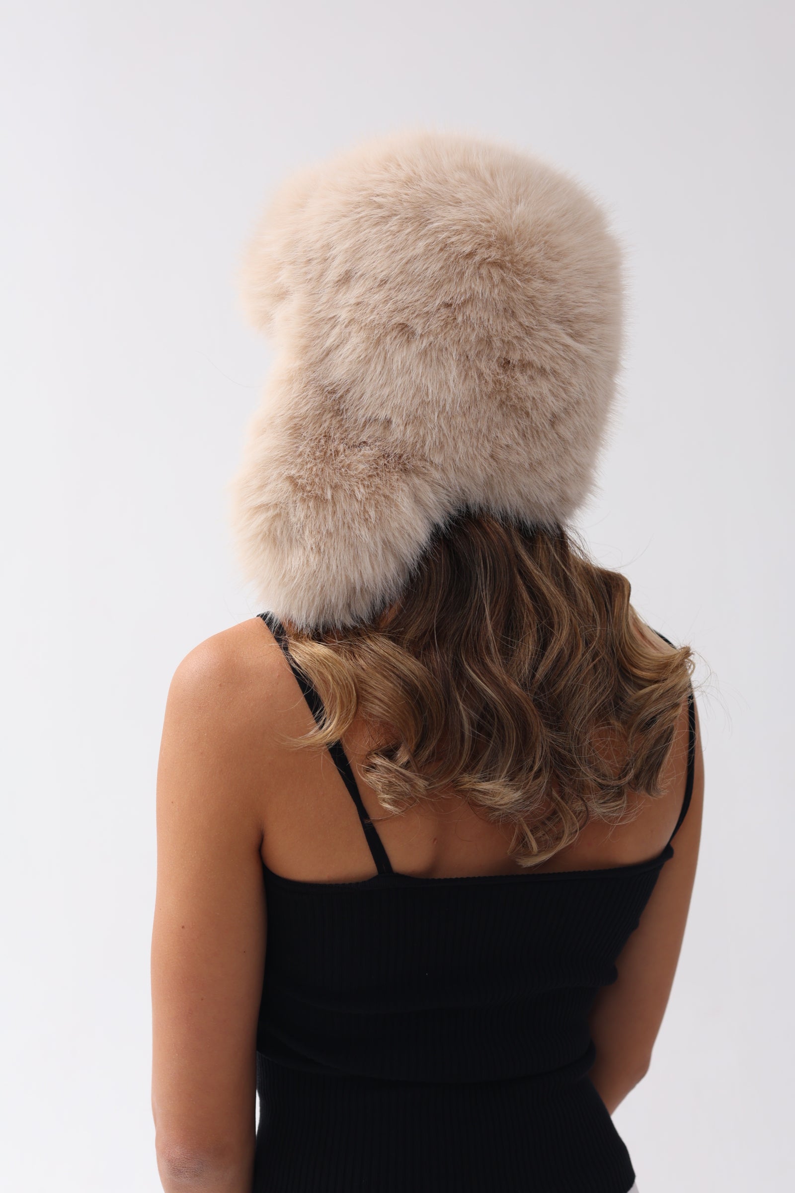 Faux Fur Thick Warm Headband Winter Fluffy Trapper Hat with Ear Flaps