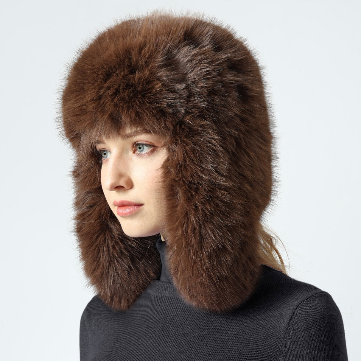 Faux Fur Thick Warm Headband Winter Fluffy Trapper Hat with Ear Flaps