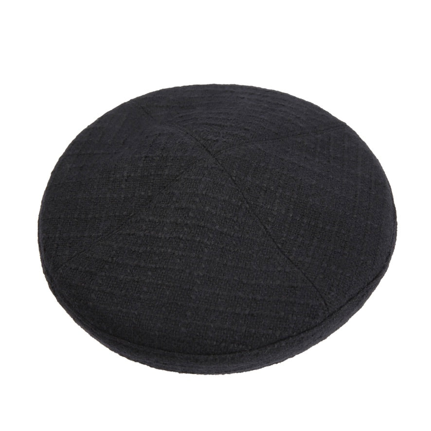 Wool Tweed Metal Chain Detail Beret Hats