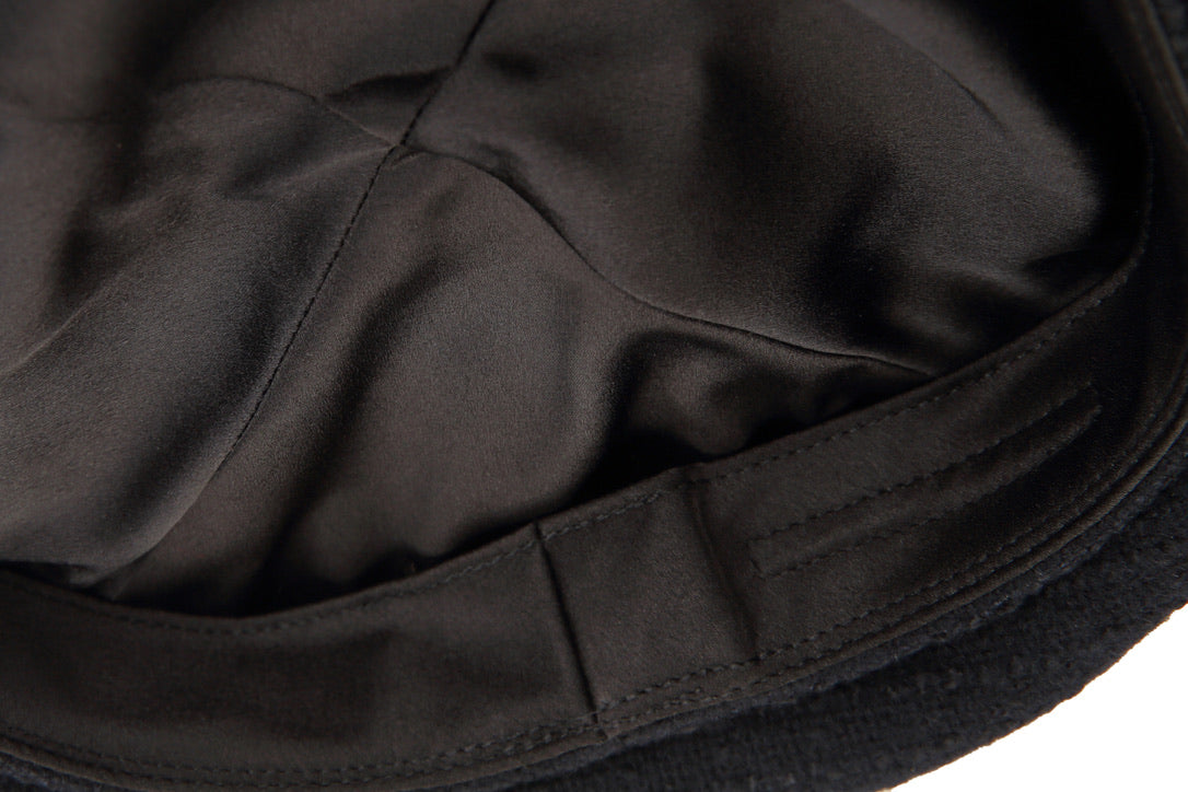 Wool Tweed Metal Chain Detail Beret Hats