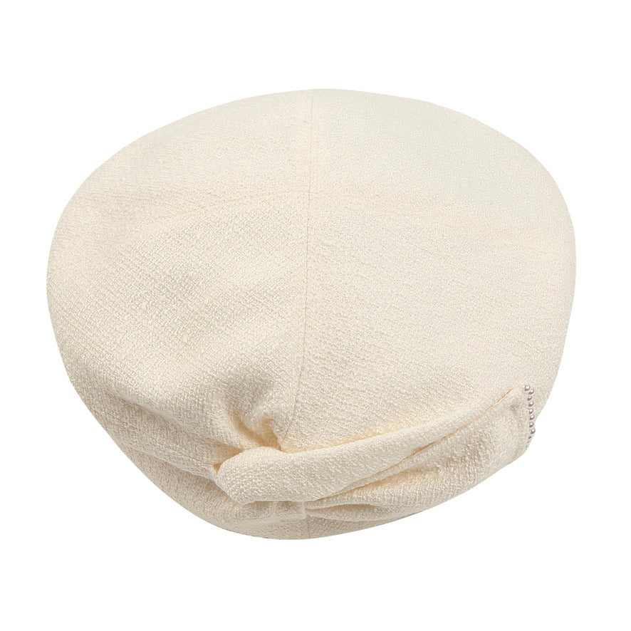 Small Pearl Embellished Bow-knot White Beret Hats