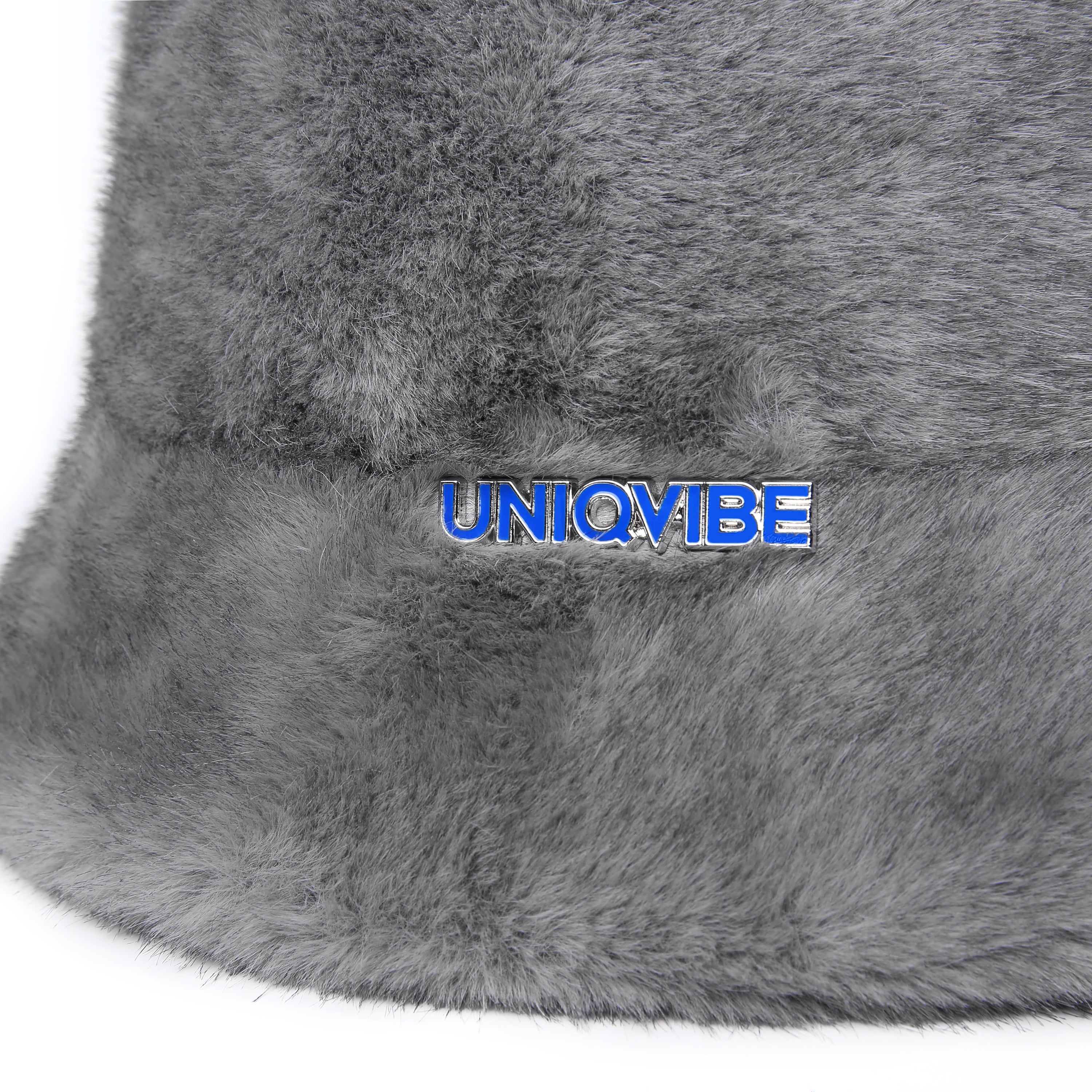 Faux Fur Imitation Mink lacquered Metal Brooch Bucket Hat