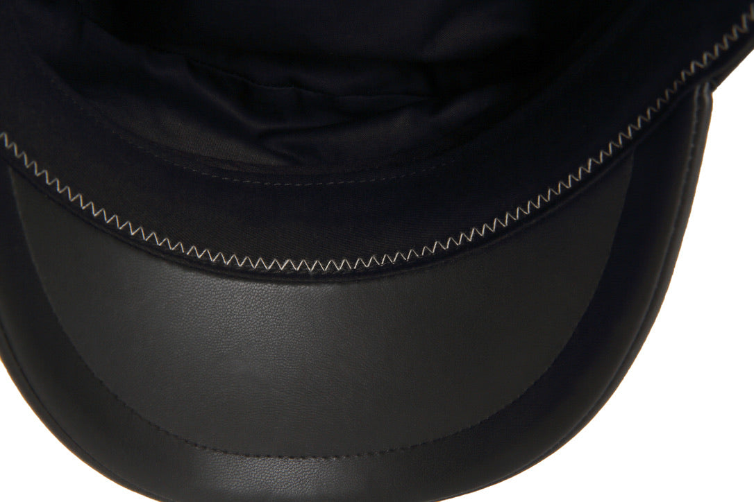 Pearl Beaded Flowers & Studs Paneled Leather Baker Boy Cap