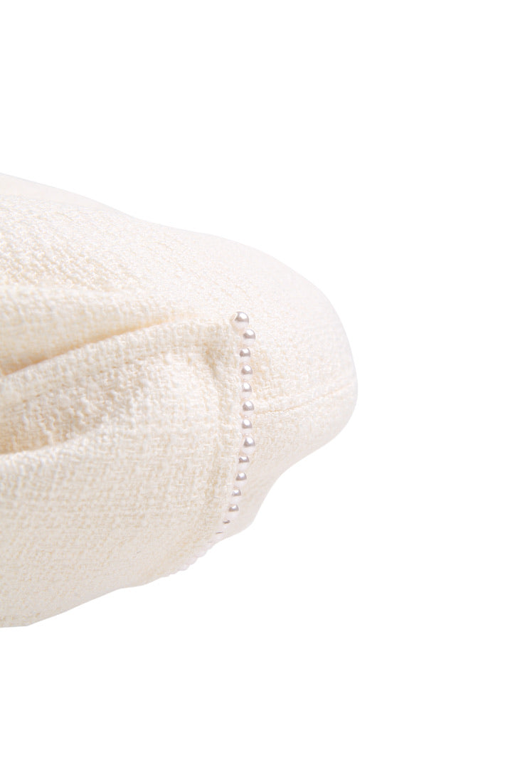 Small Pearl Embellished Bow-knot White Beret Hats