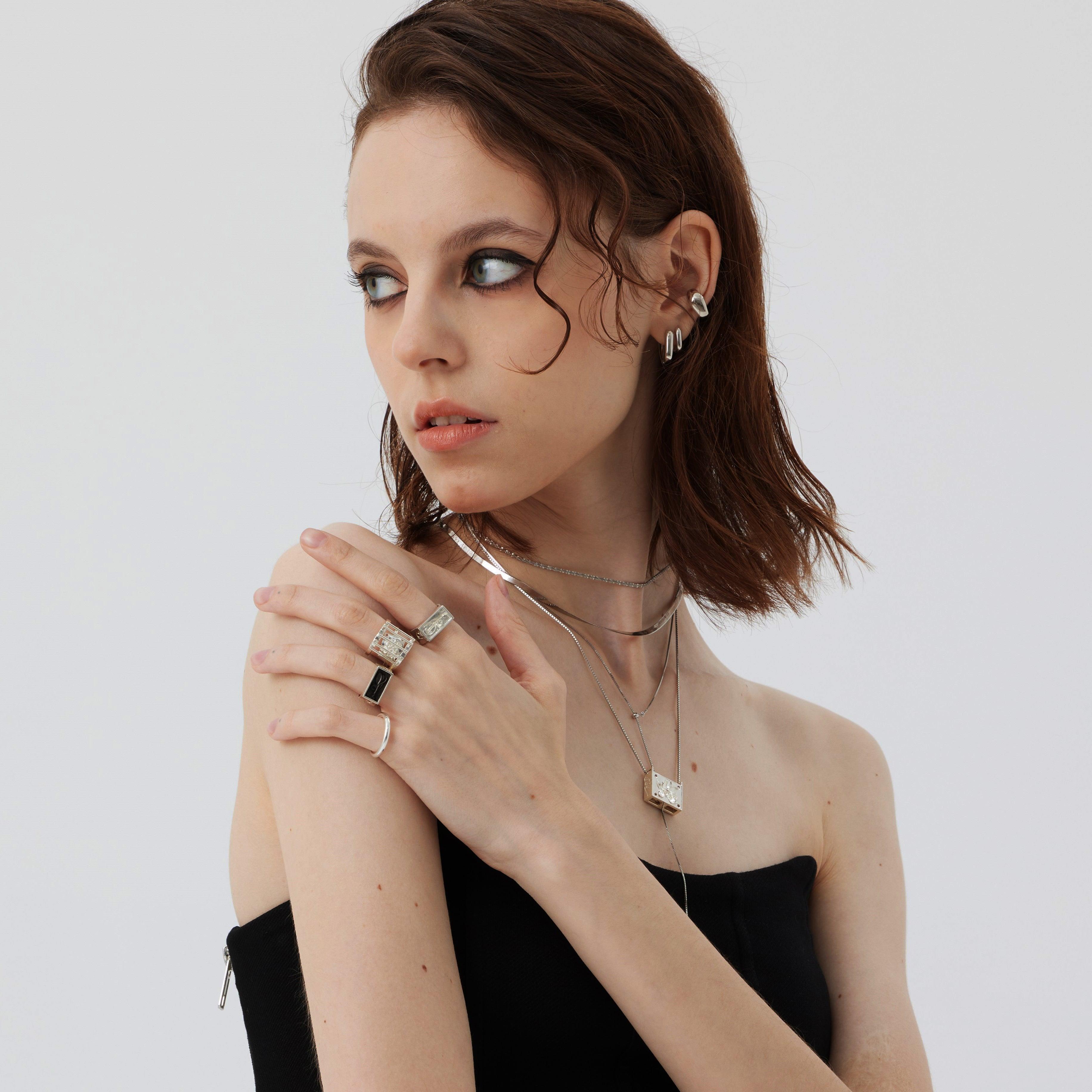 A Flower Hide In The Flower Box Silver Necklace - Uniqvibe