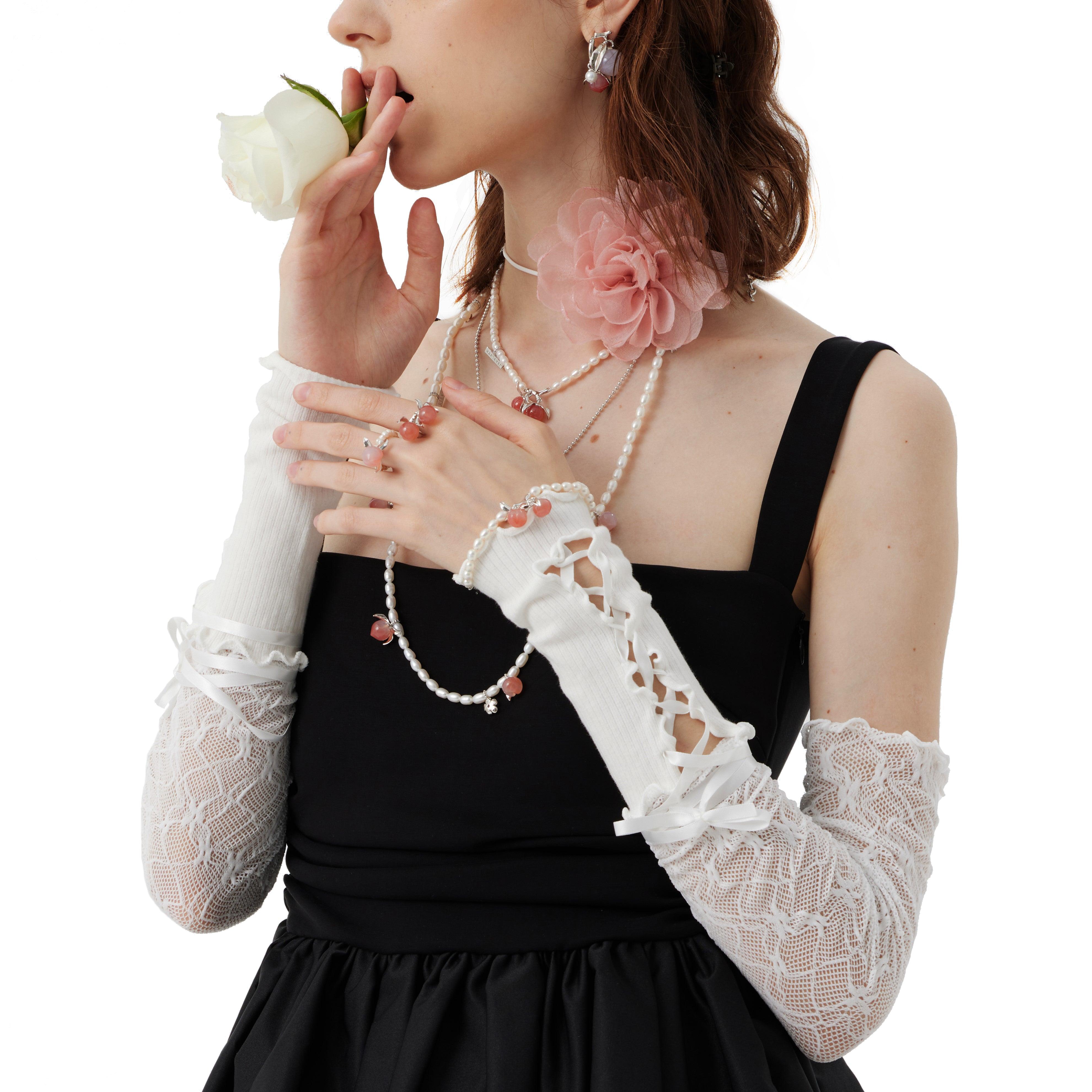 Ballet Bandages Lace Cotton Patchwork Sleeves White/Black - Uniqvibe