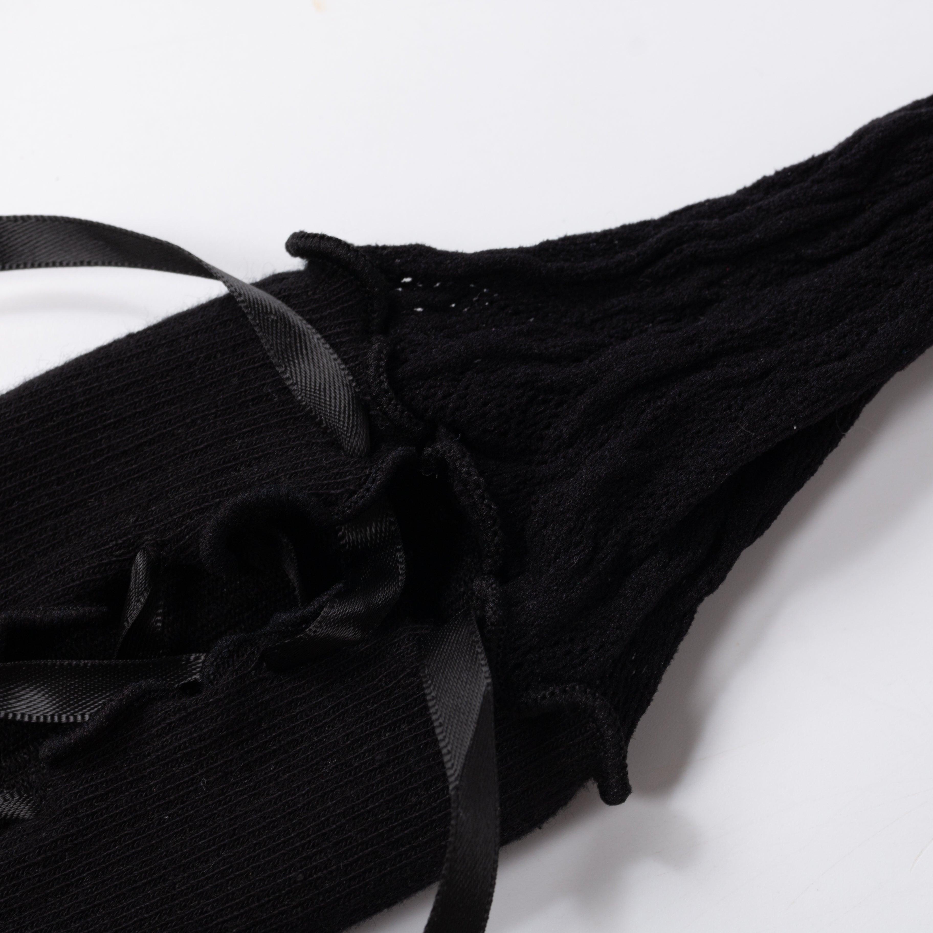 Ballet Bandages Lace Cotton Patchwork Sleeves White/Black - Uniqvibe