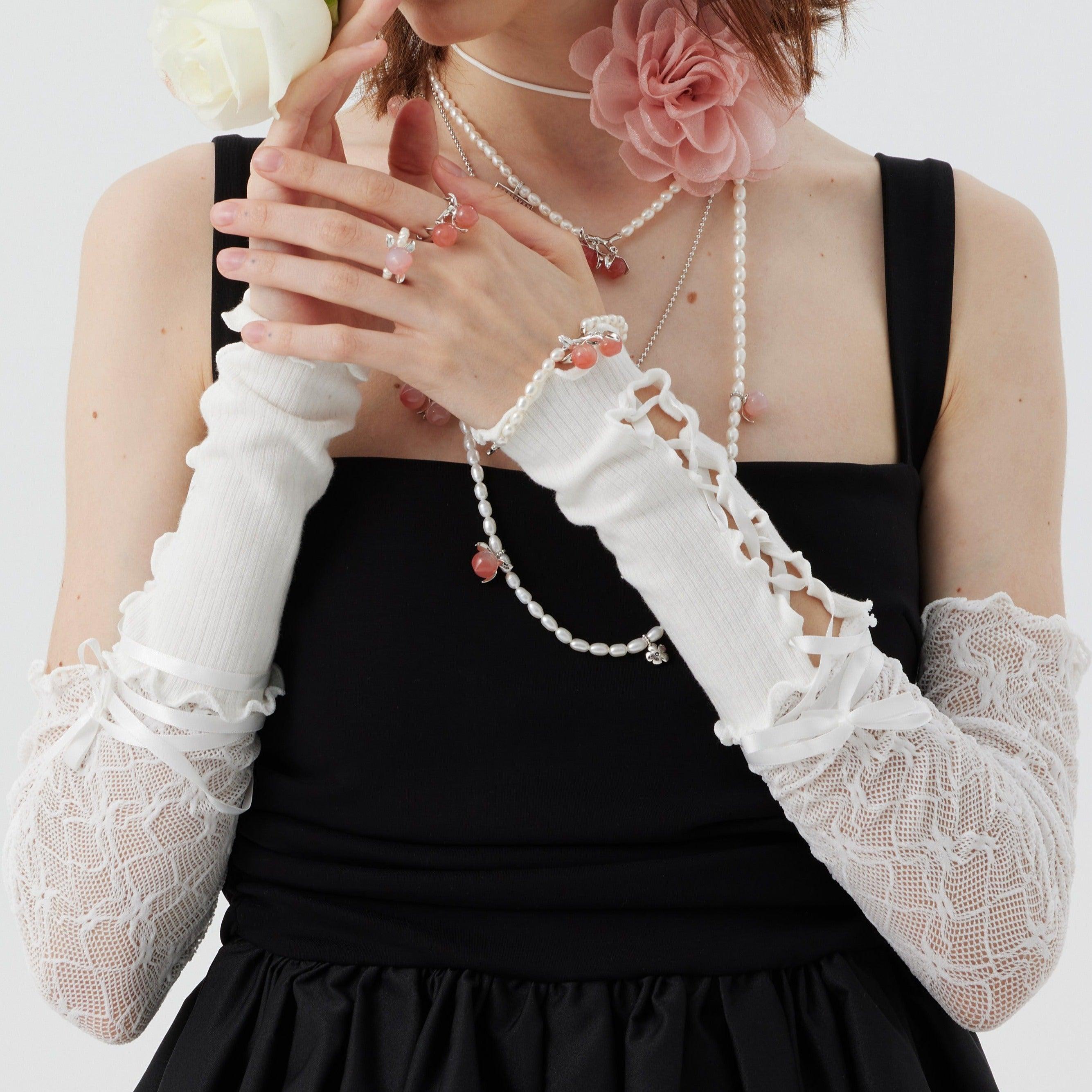 Ballet Bandages Lace Cotton Patchwork Sleeves White/Black - Uniqvibe