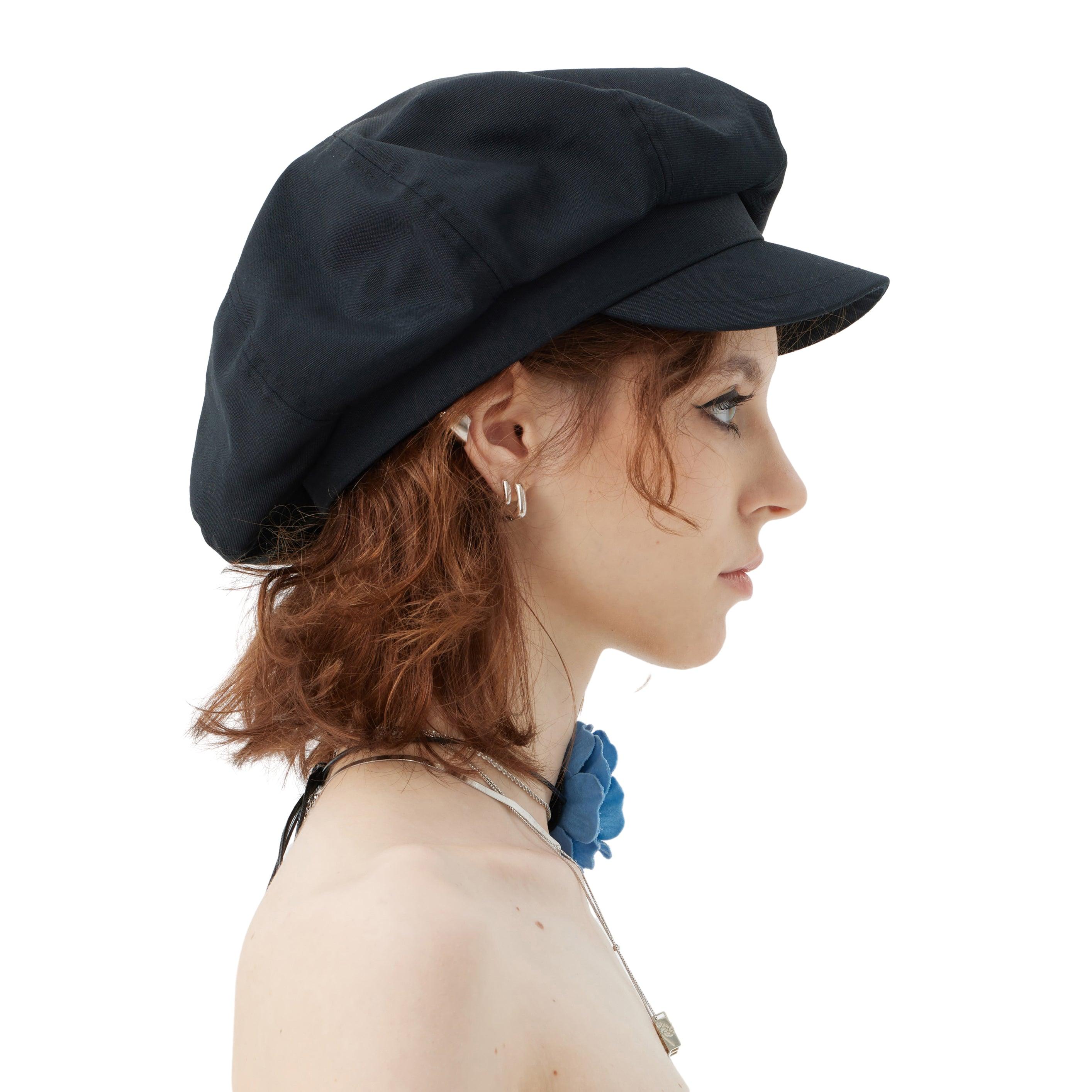 Black Canvas Octagonal Cloud Beret Hat - Uniqvibe