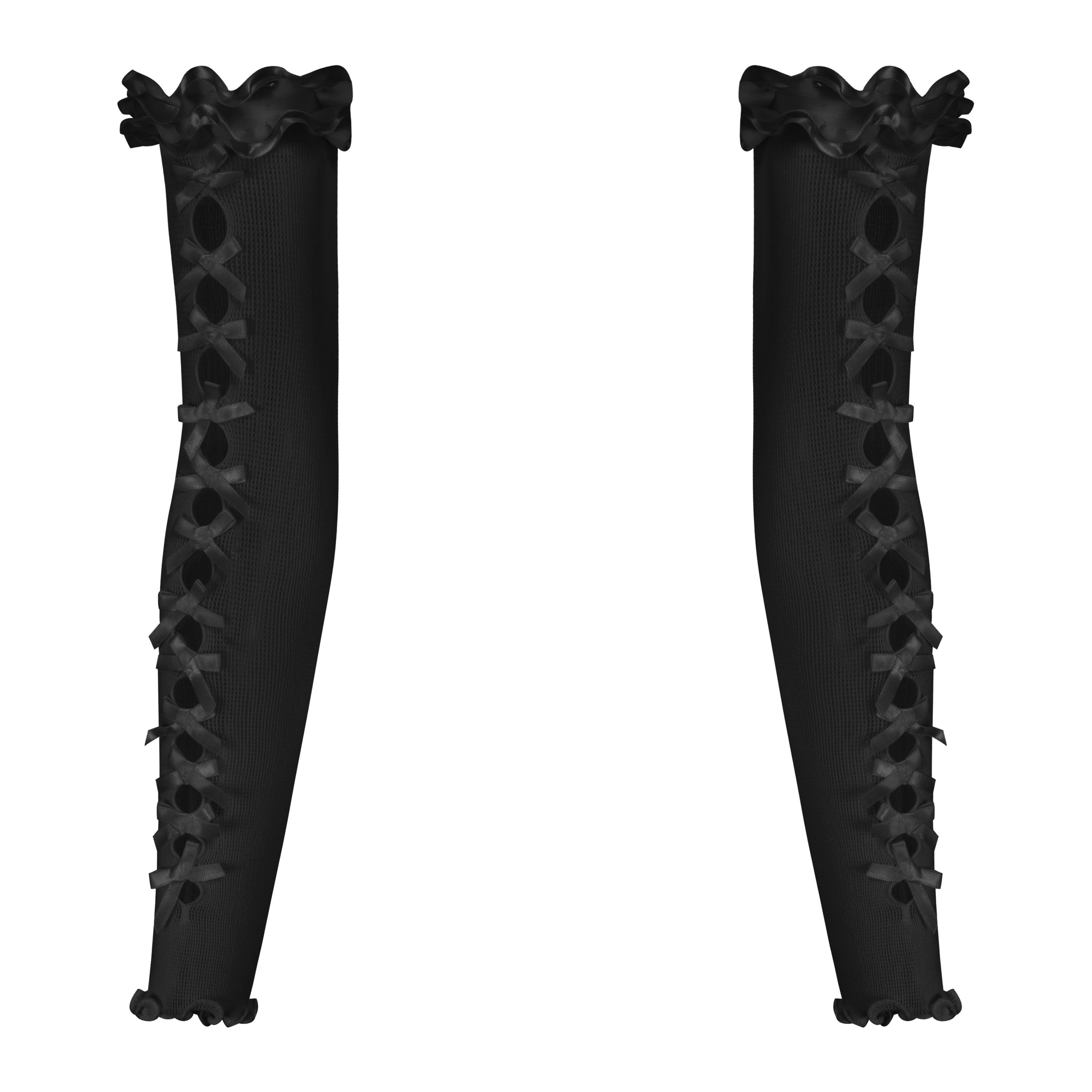 Black Cutout Bow With Satin Pleated Sleeves - Uniqvibe