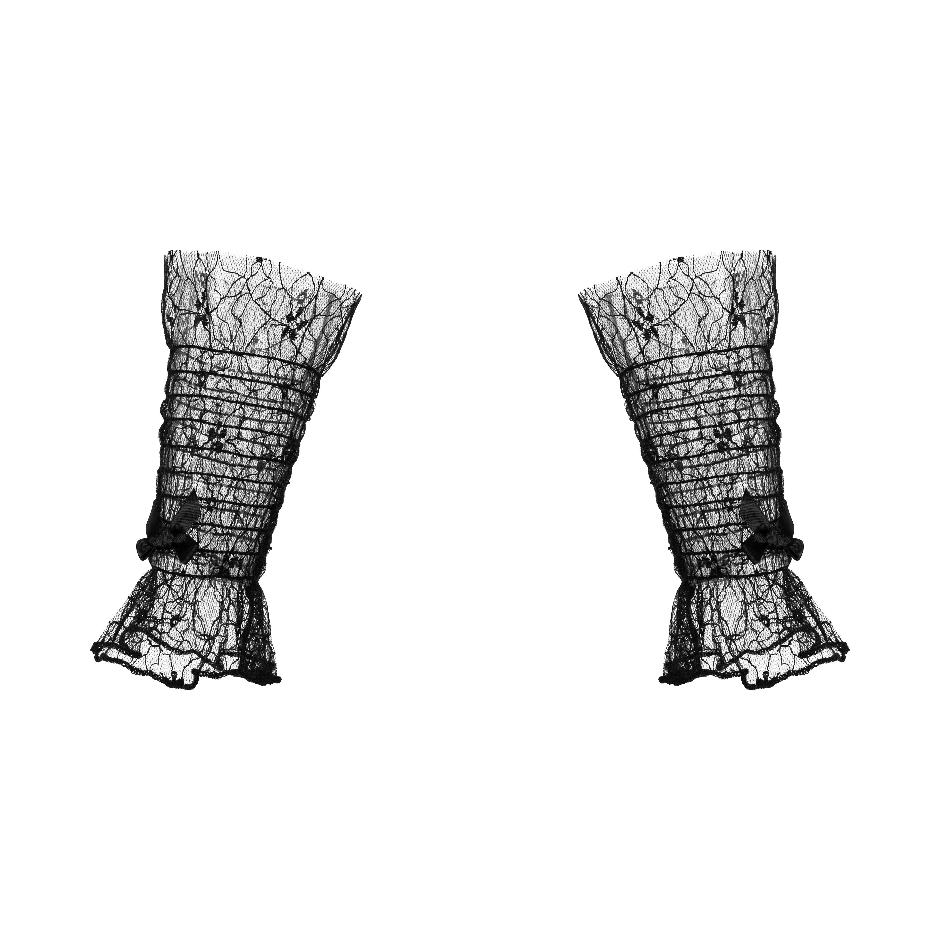 Black/white lace tulle bow short sleeve sleeves - Uniqvibe