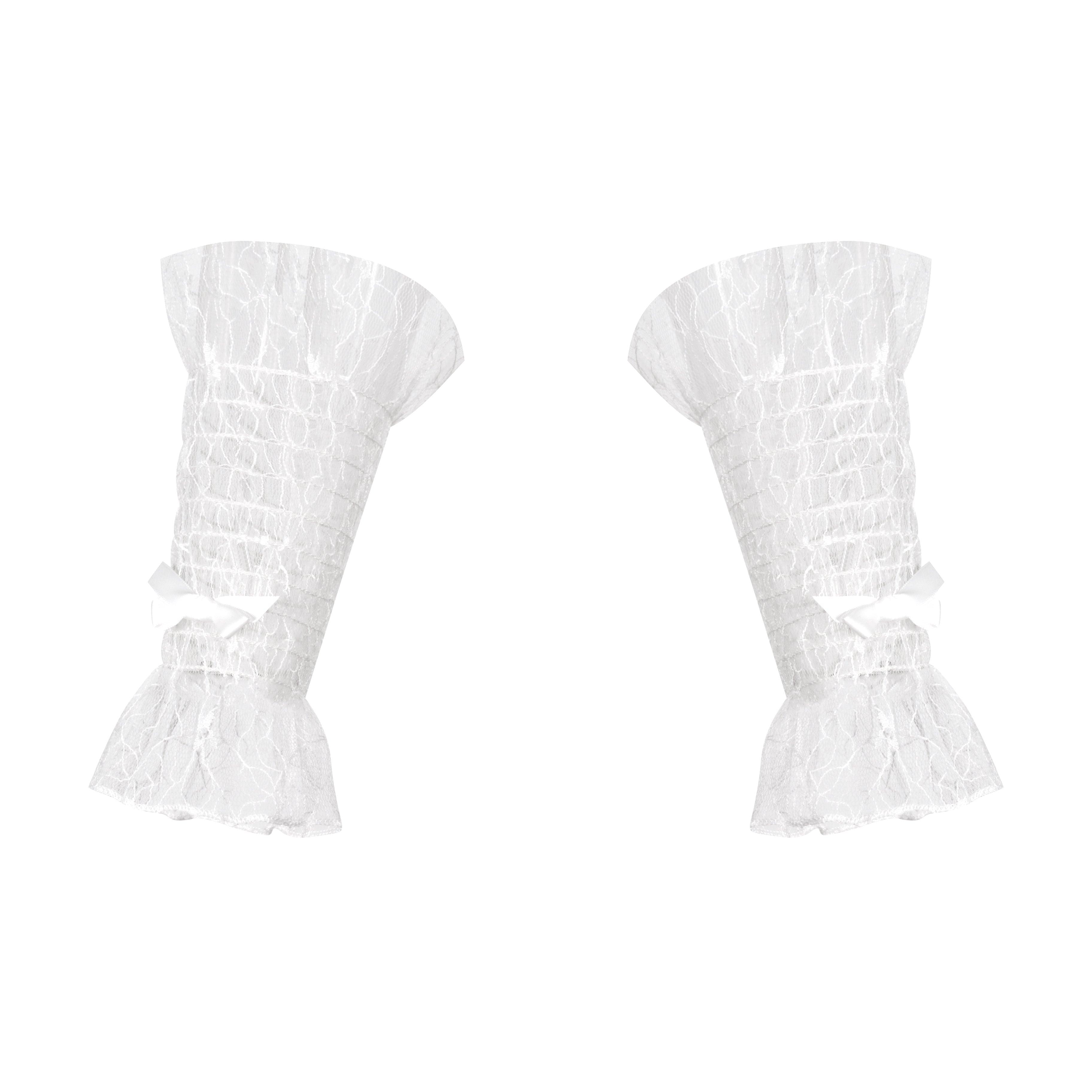Black/white lace tulle bow short sleeve sleeves - Uniqvibe
