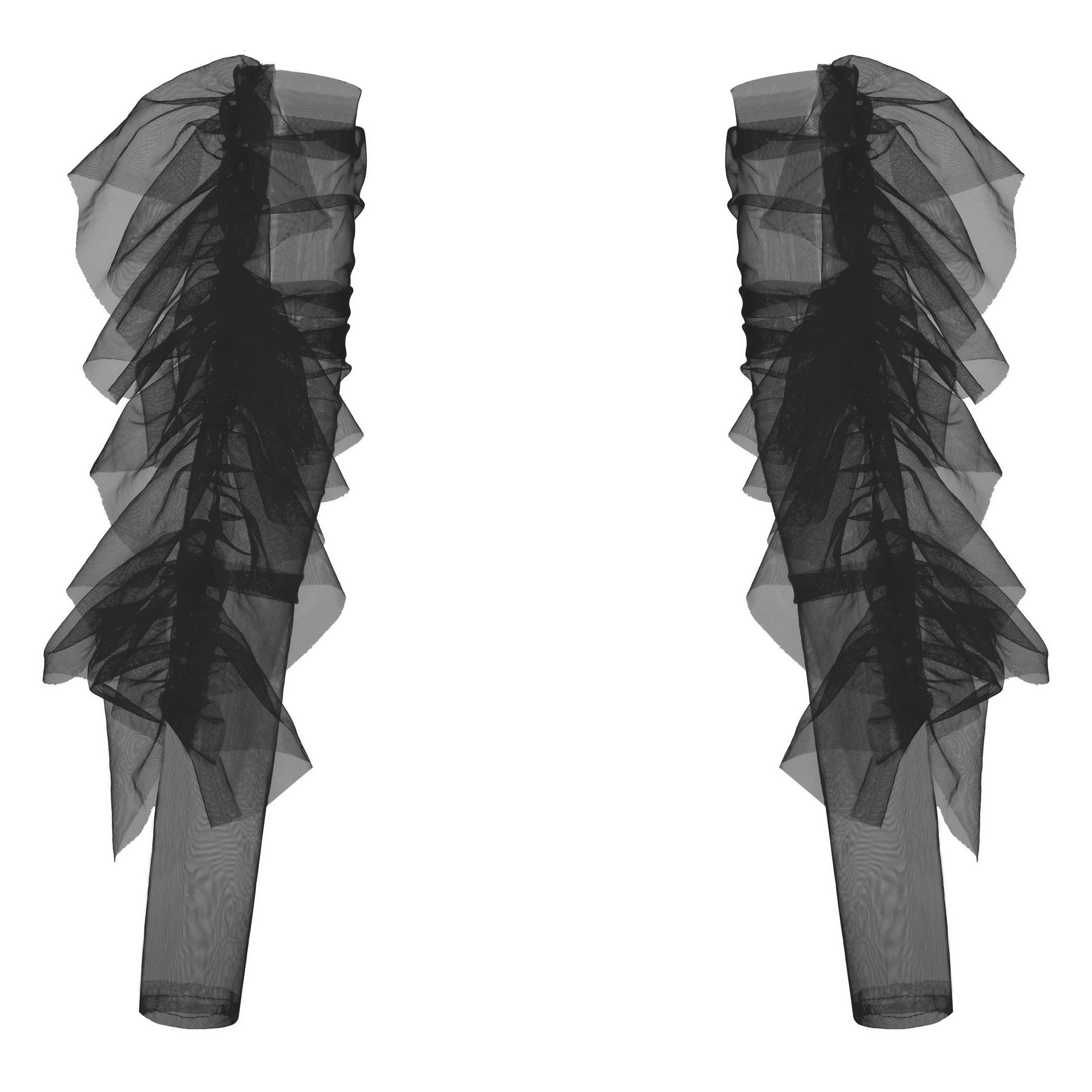 Black/White Pleated Tulle Sleeves - Uniqvibe