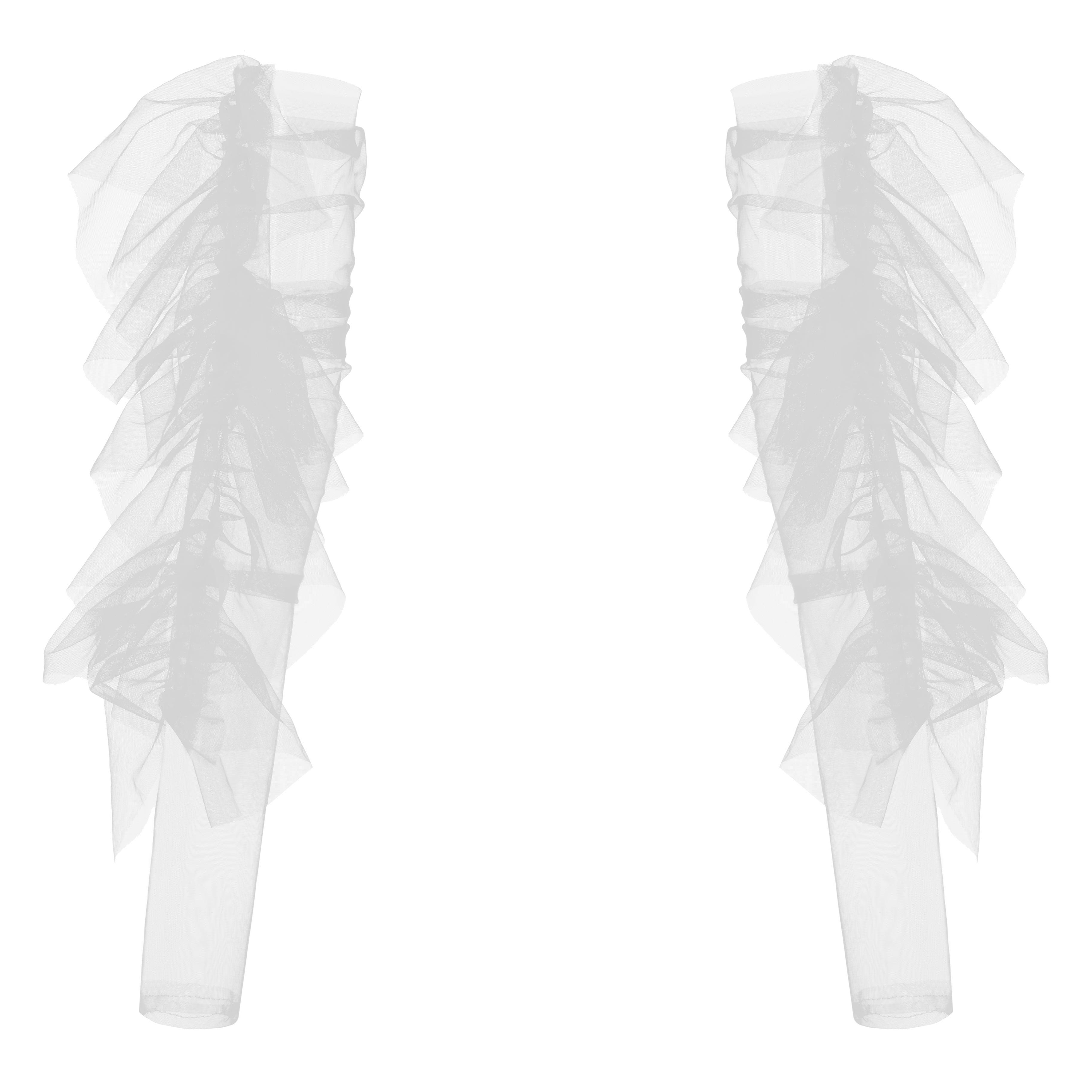 Black/White Pleated Tulle Sleeves - Uniqvibe