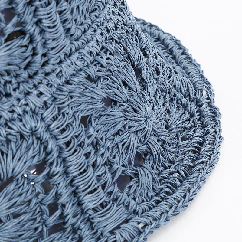 Blue Flower Straw Beach Bucket Hat - Uniqvibe