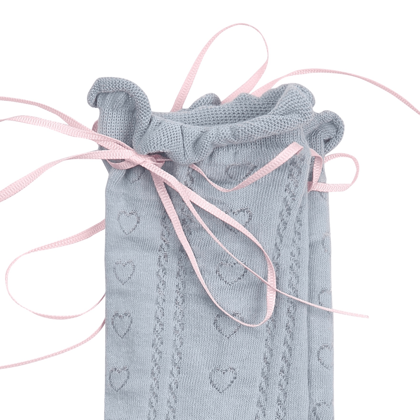 Blue Heart Pattern Pink Tie Ballet Stretch Socks - Uniqvibe