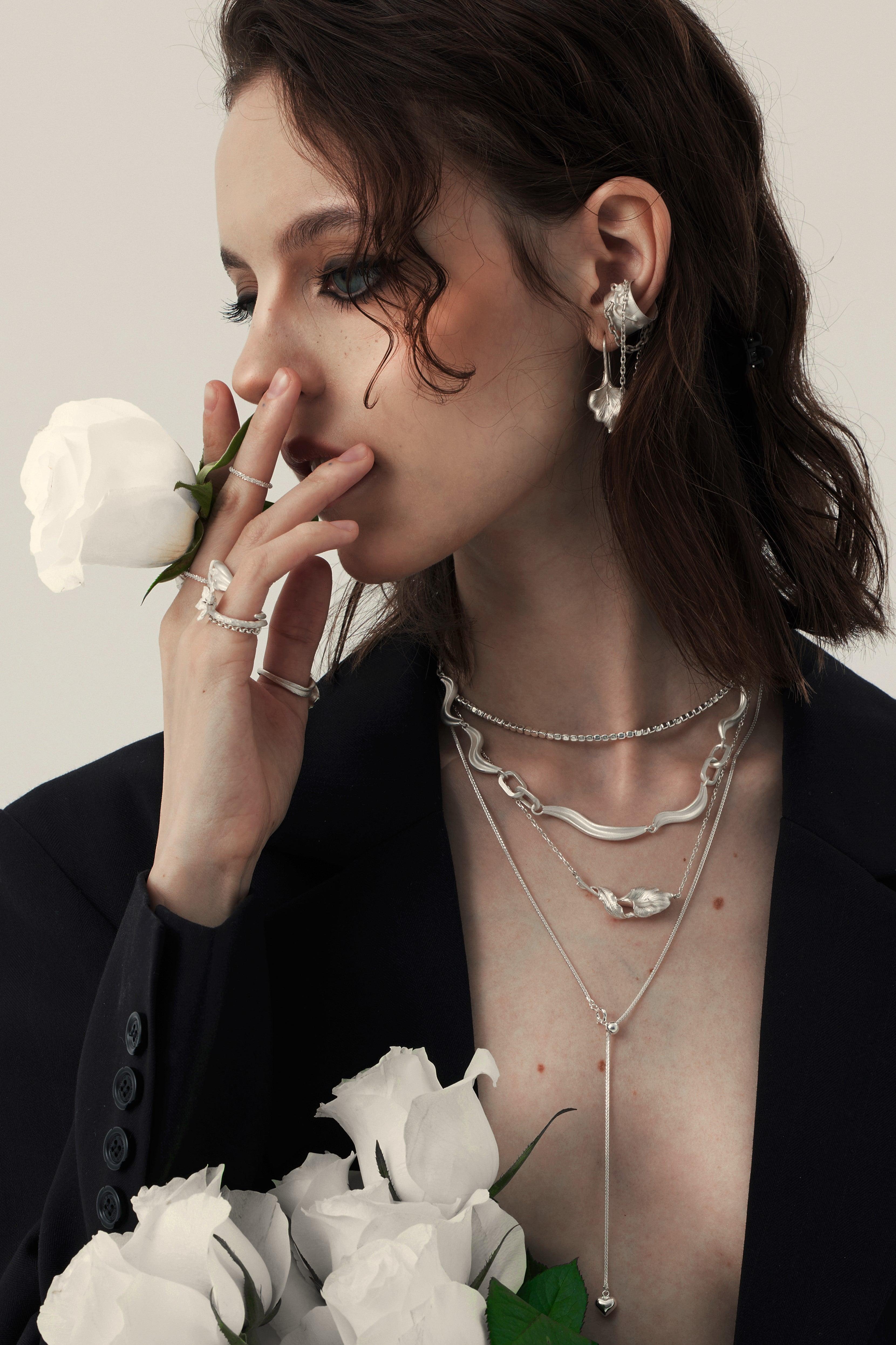 Chained Dune Sterling Silver Ear Cuff - Uniqvibe