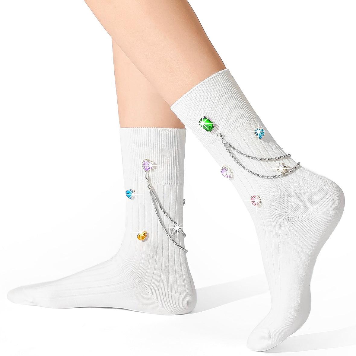 Colorful Diamond Cotton Short Socks - Uniqvibe