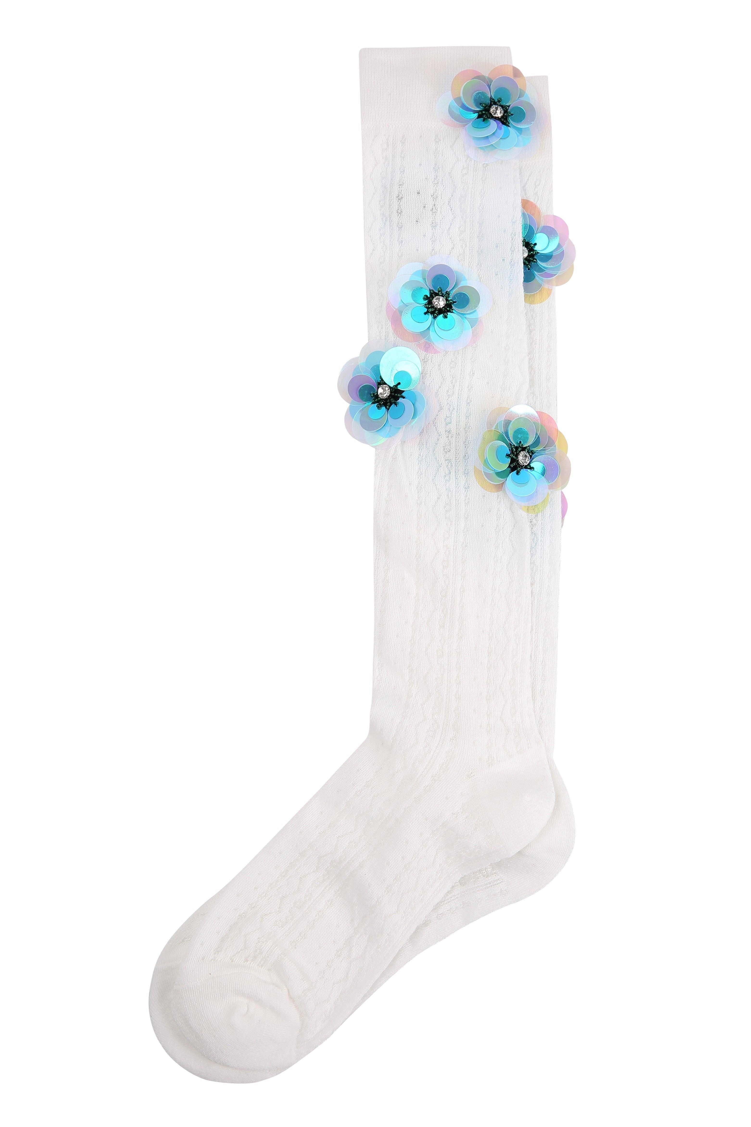 Colorful Flower Lace White Long Socks - Uniqvibe