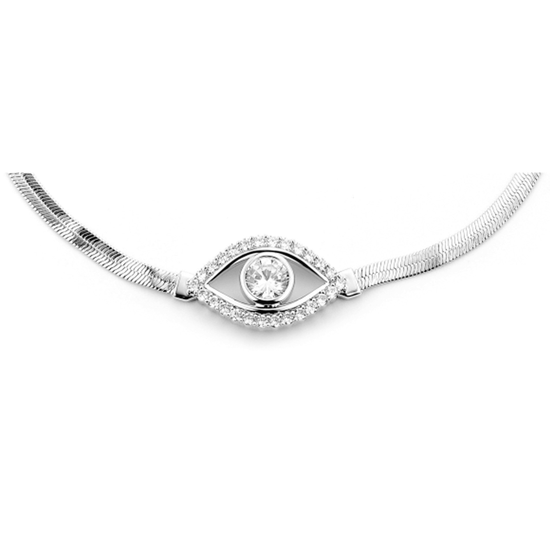 Crystal Eye Snake Chain Necklace - Uniqvibe