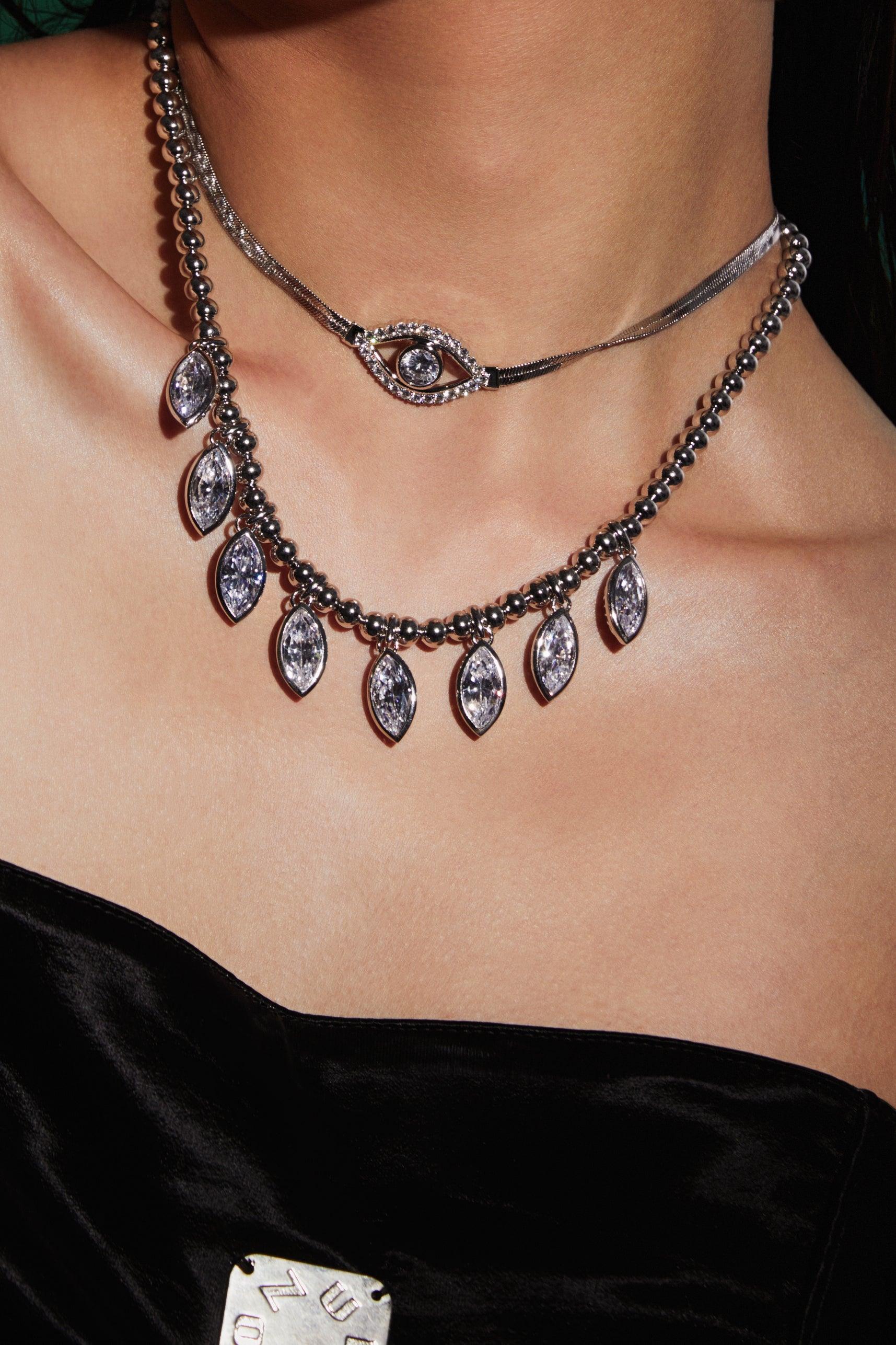 Crystal Eye Snake Chain Necklace - Uniqvibe