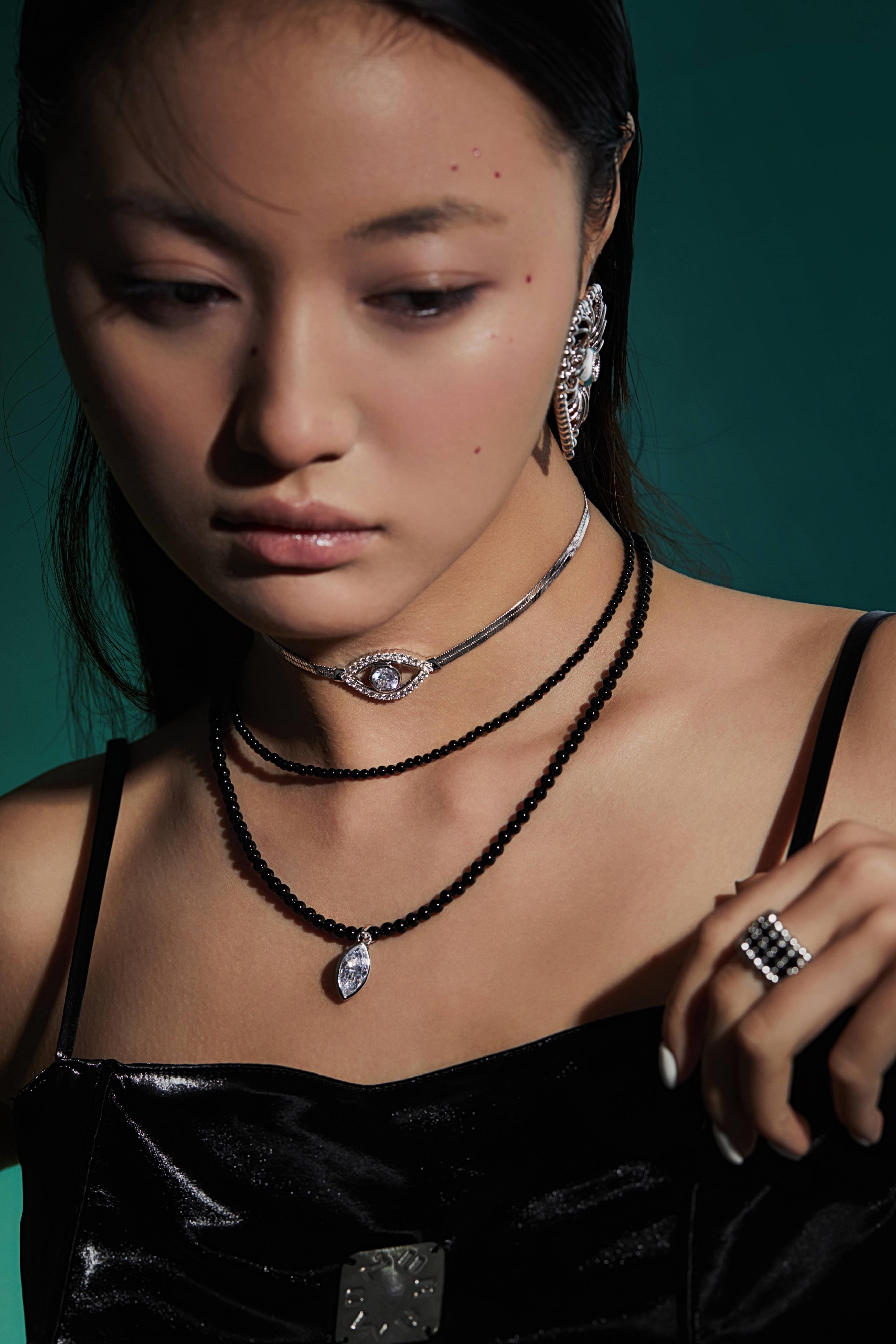 Crystal Eye Snake Chain Necklace - Uniqvibe