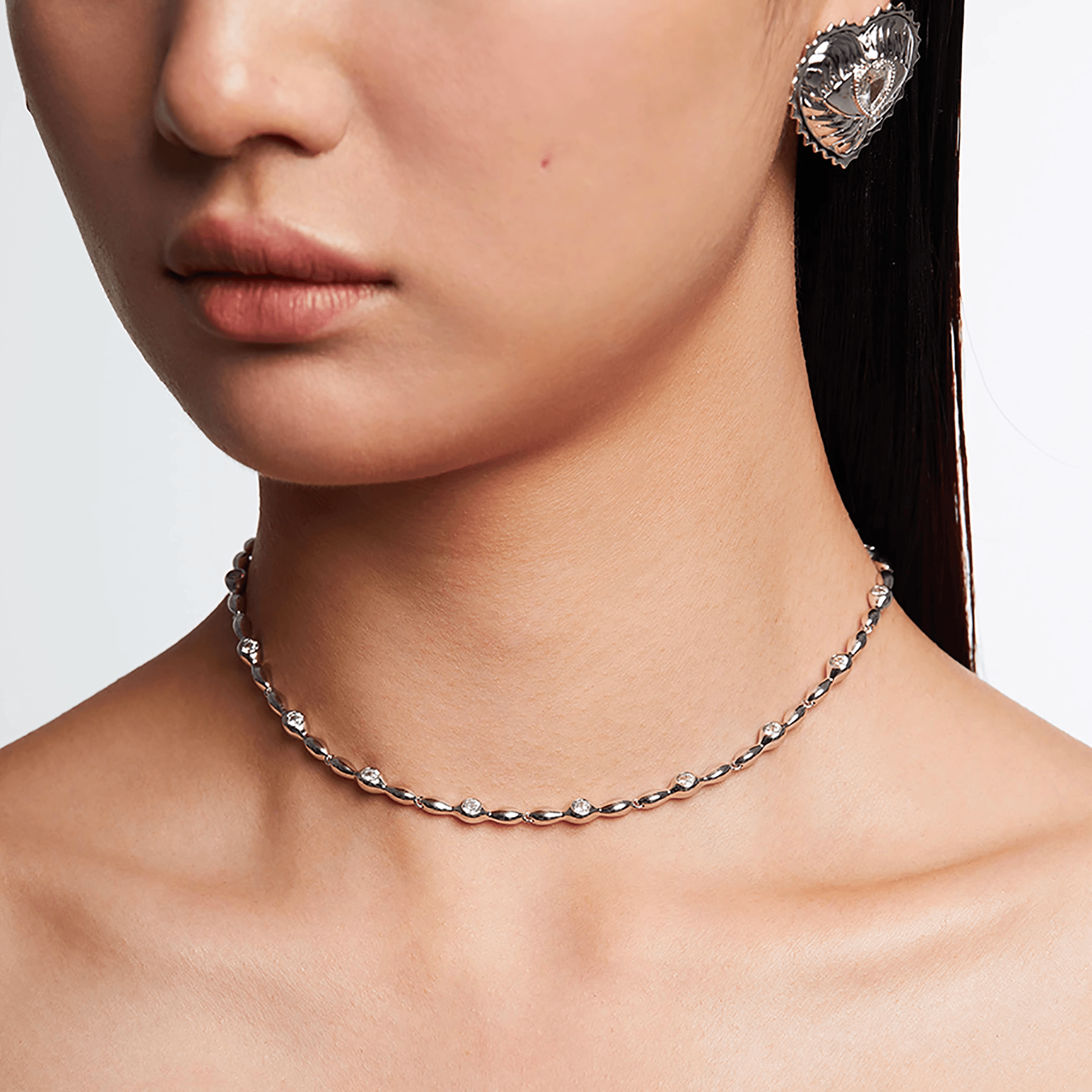 Crystal Eyes Stitching Simple Clavicle Chain Necklace - Uniqvibe