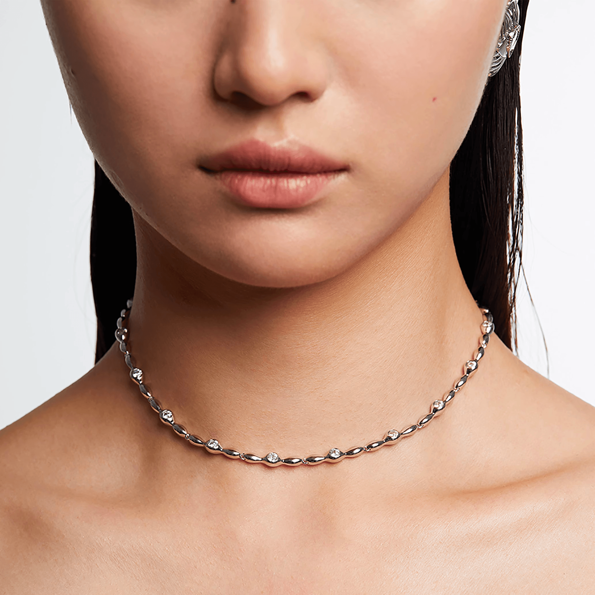 Crystal Eyes Stitching Simple Clavicle Chain Necklace - Uniqvibe
