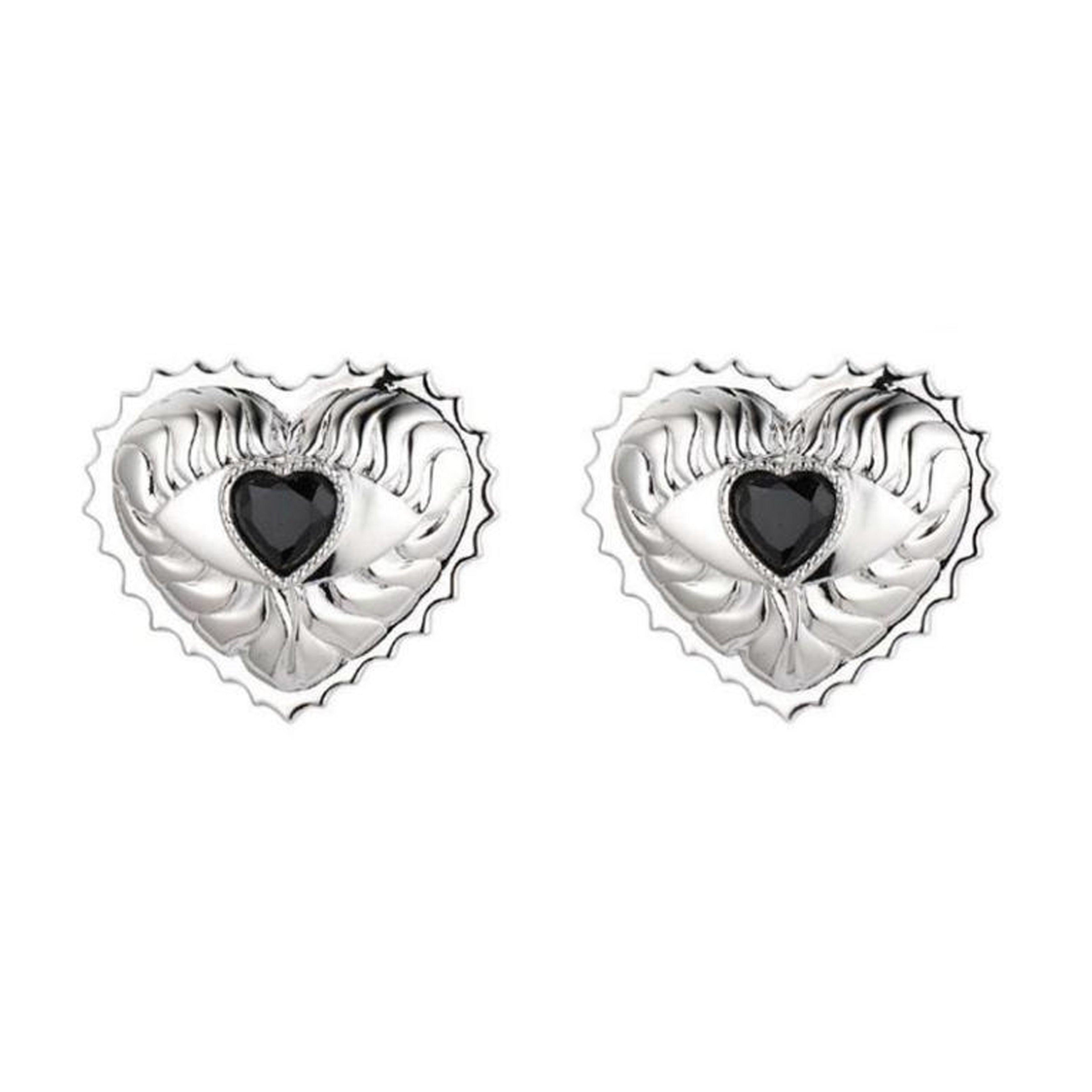 Crystal Heart Eye Sun Embossed Earrings - Uniqvibe