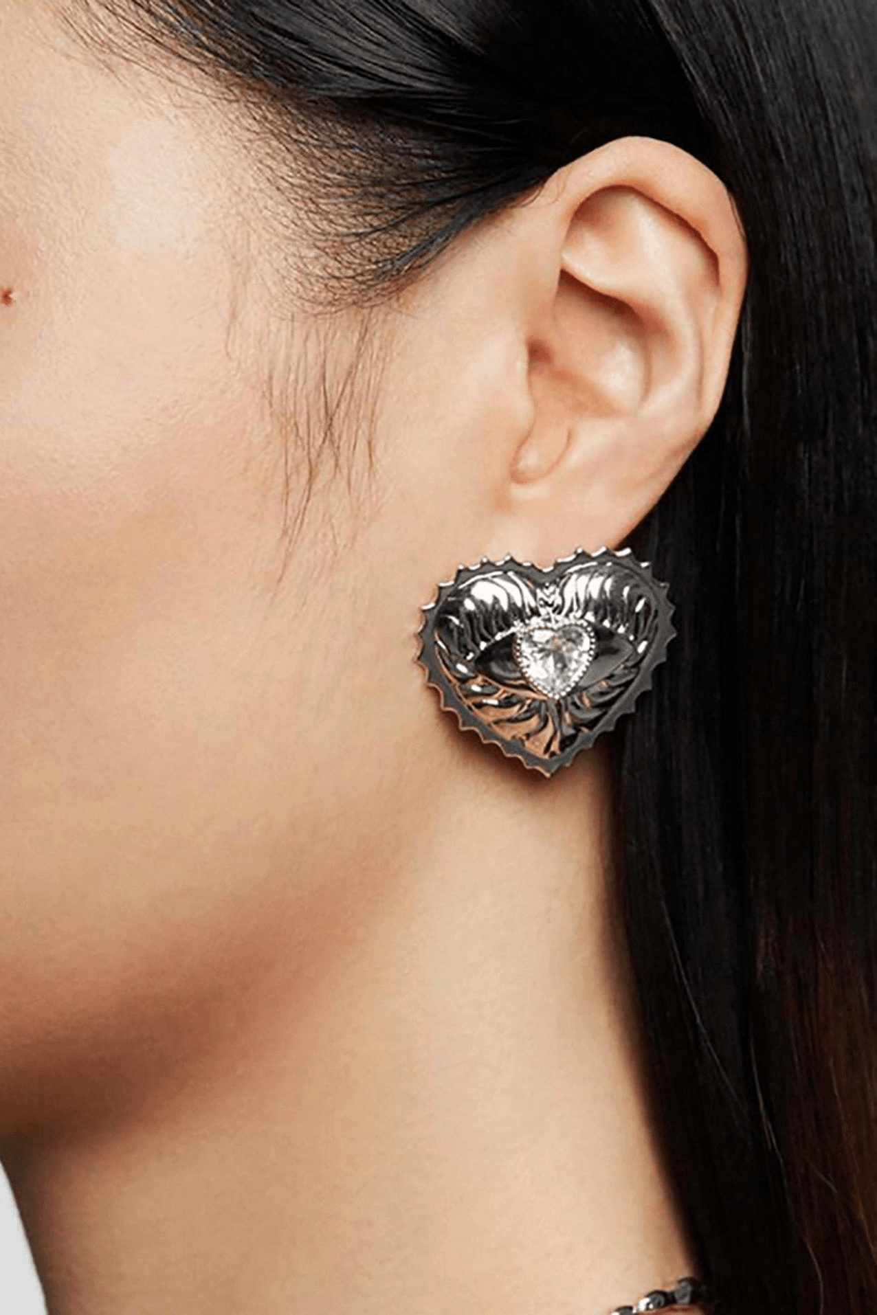 Crystal Heart Eye Sun Embossed Earrings - Uniqvibe