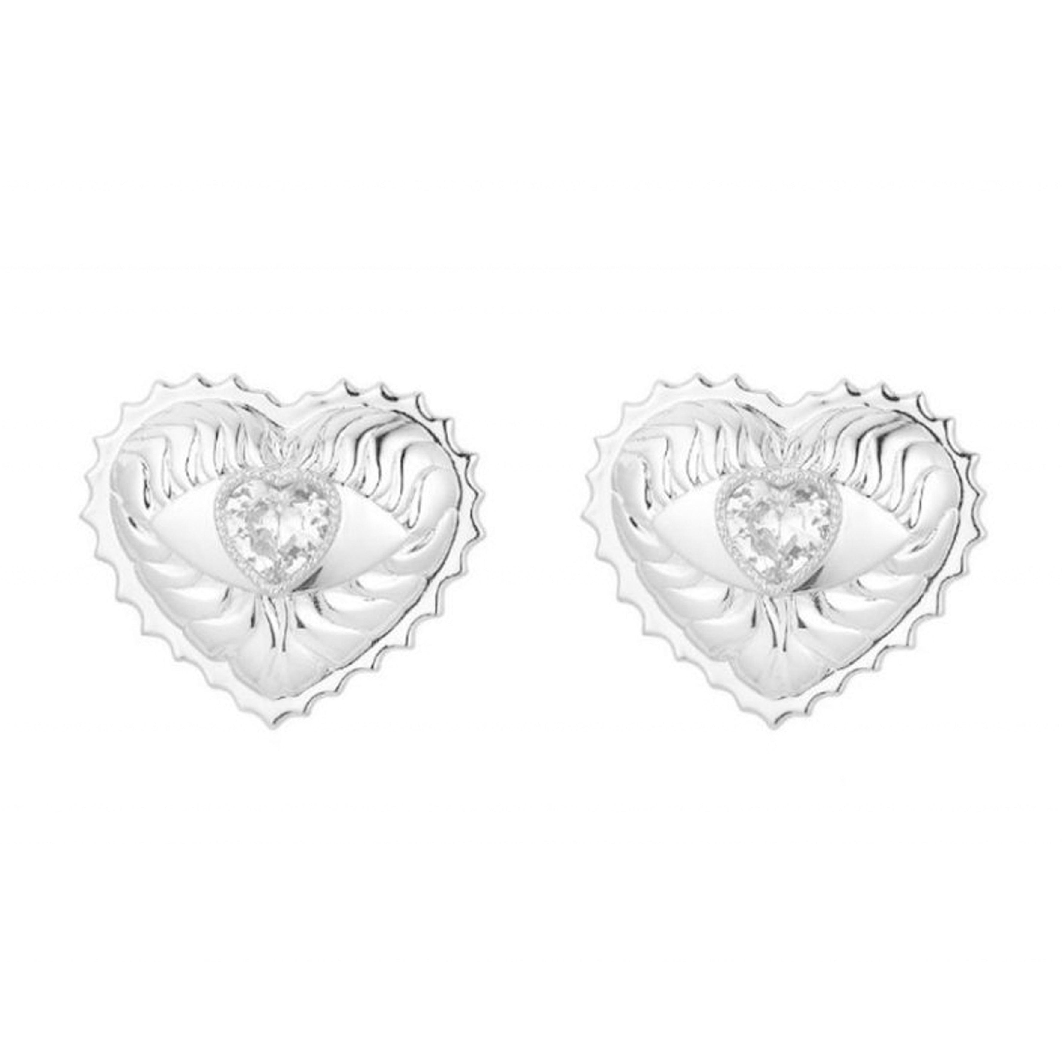 Crystal Heart Eye Sun Embossed Earrings - Uniqvibe