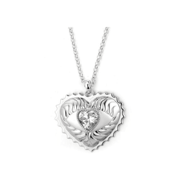 Crystal Heart Eye Sun Embossed Necklace - Uniqvibe