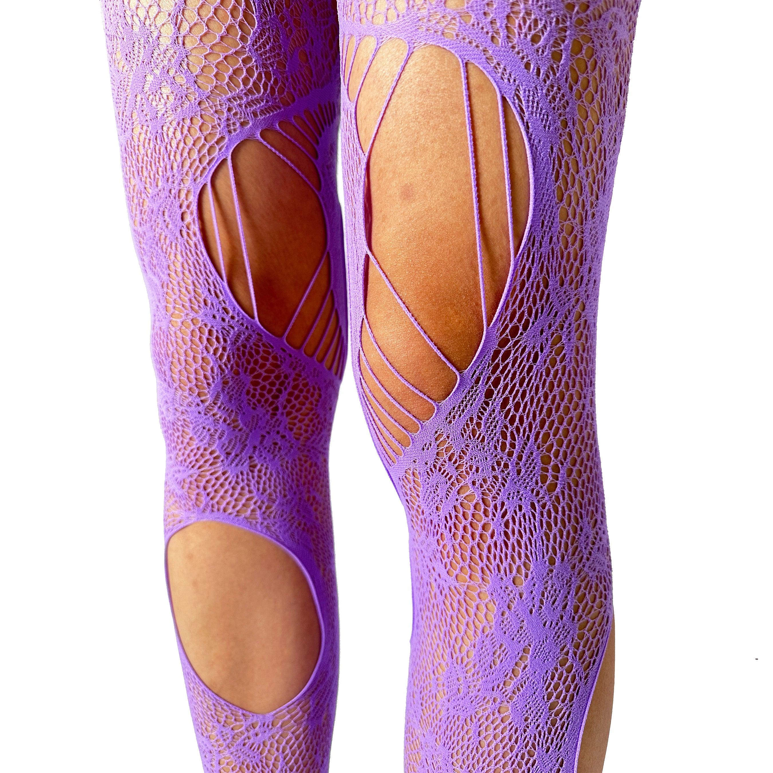 Cutout Floral Patterns Tights - Uniqvibe