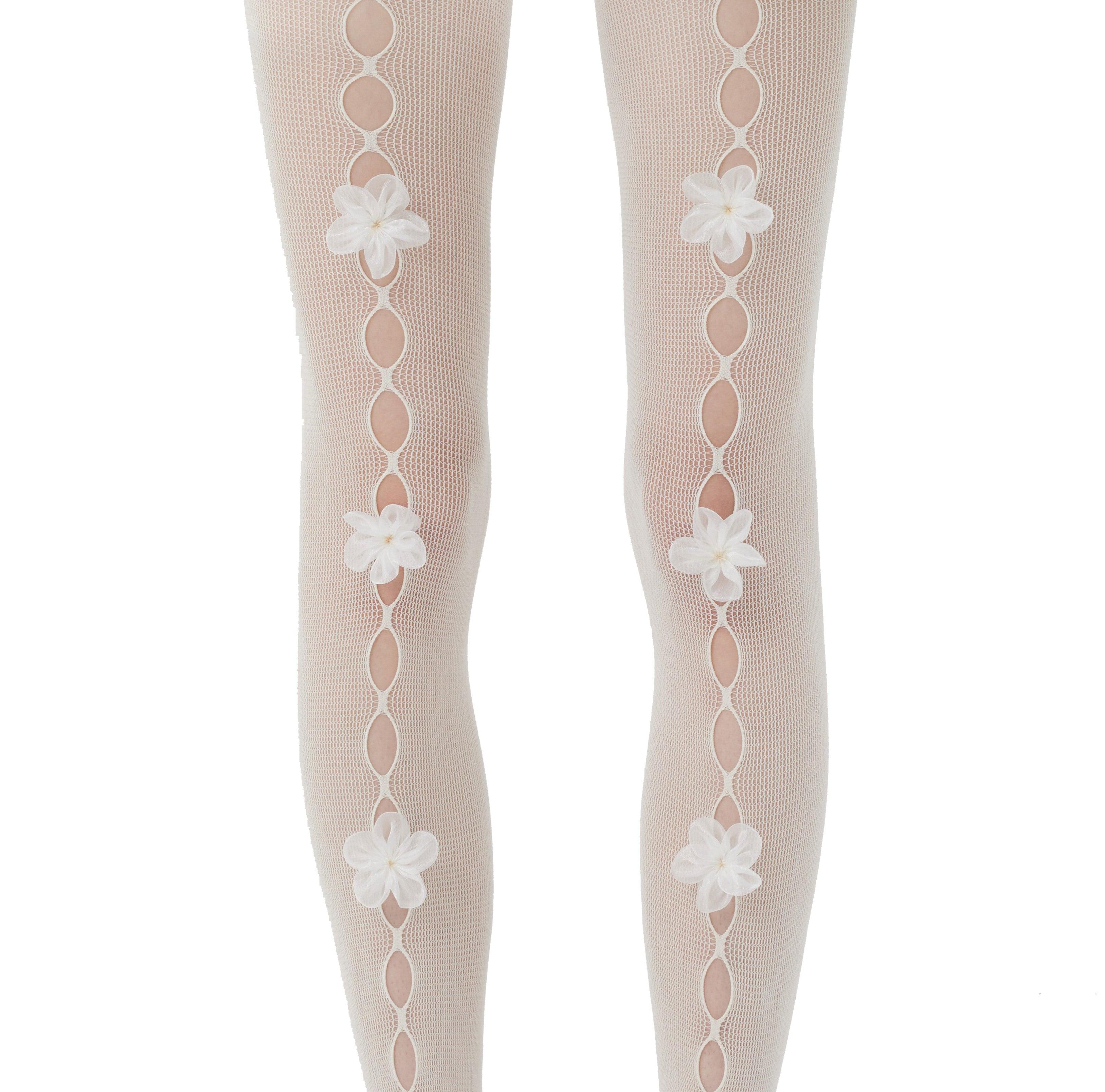 Cutout Handmade Cute Flowers Tights - Uniqvibe