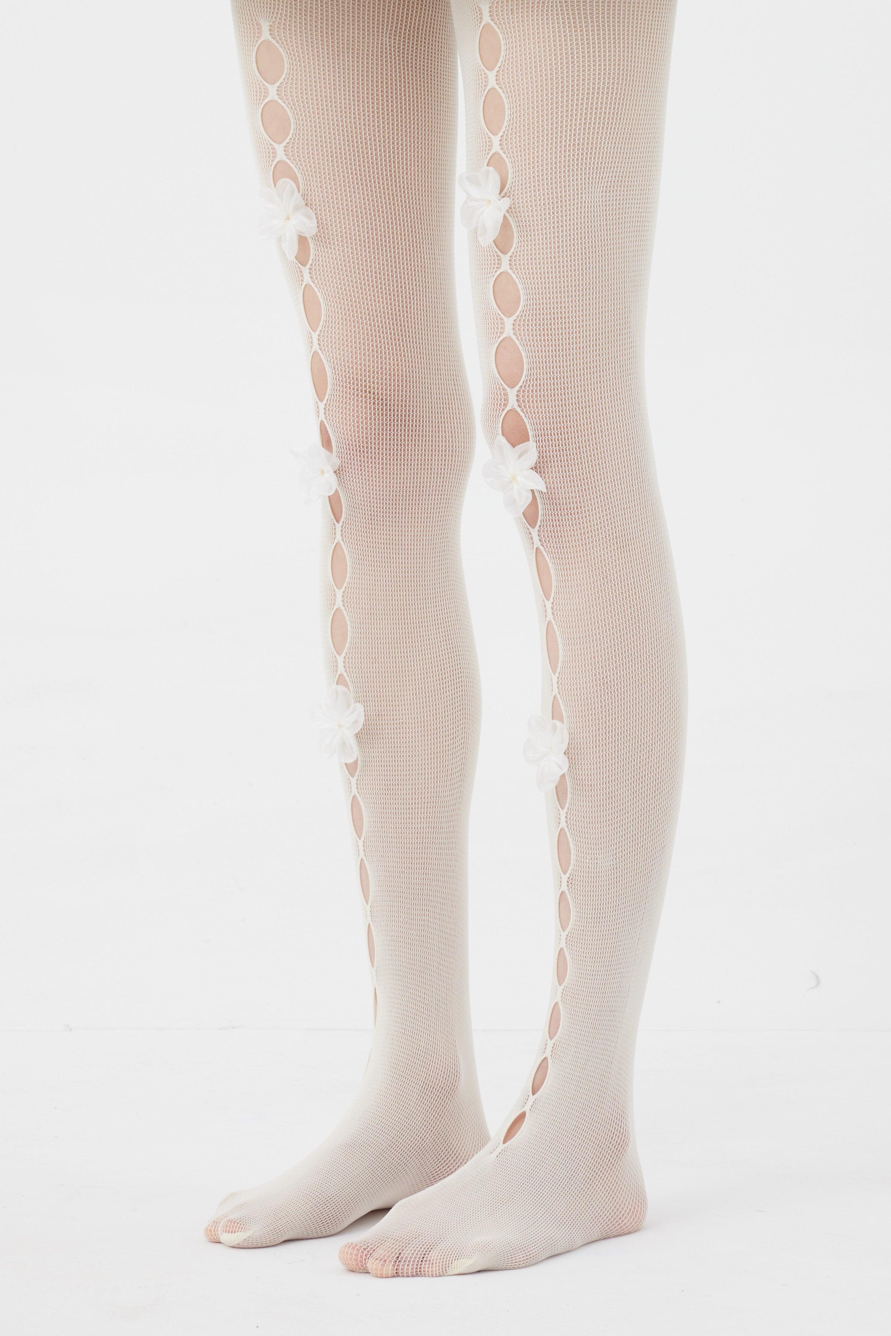 Cutout Handmade Cute Flowers Tights - Uniqvibe