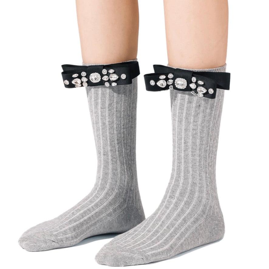 Diamond Bowknot Cotton Short Socks - Uniqvibe