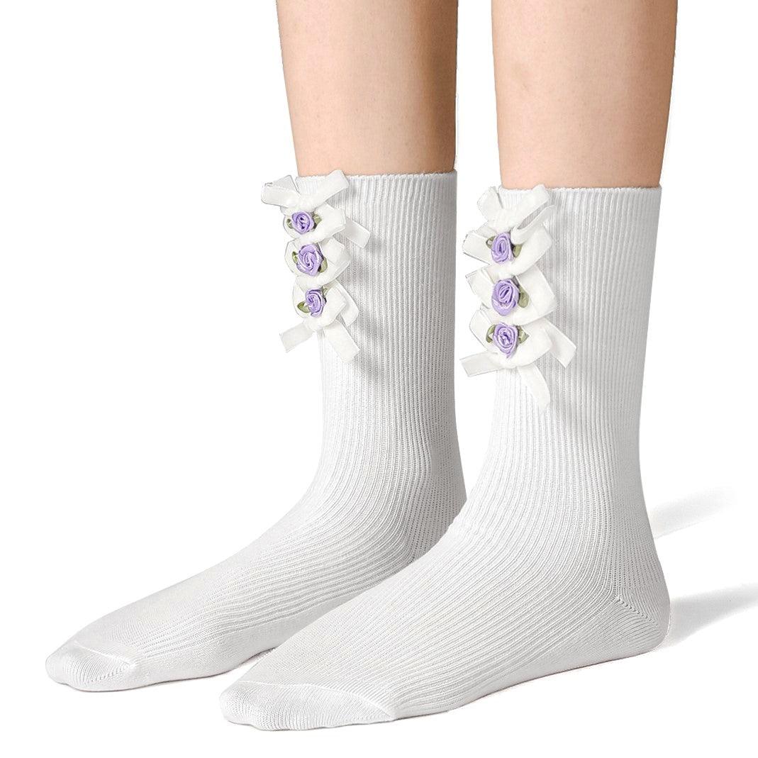 Flower Bowknot Cotton Short Socks - Uniqvibe
