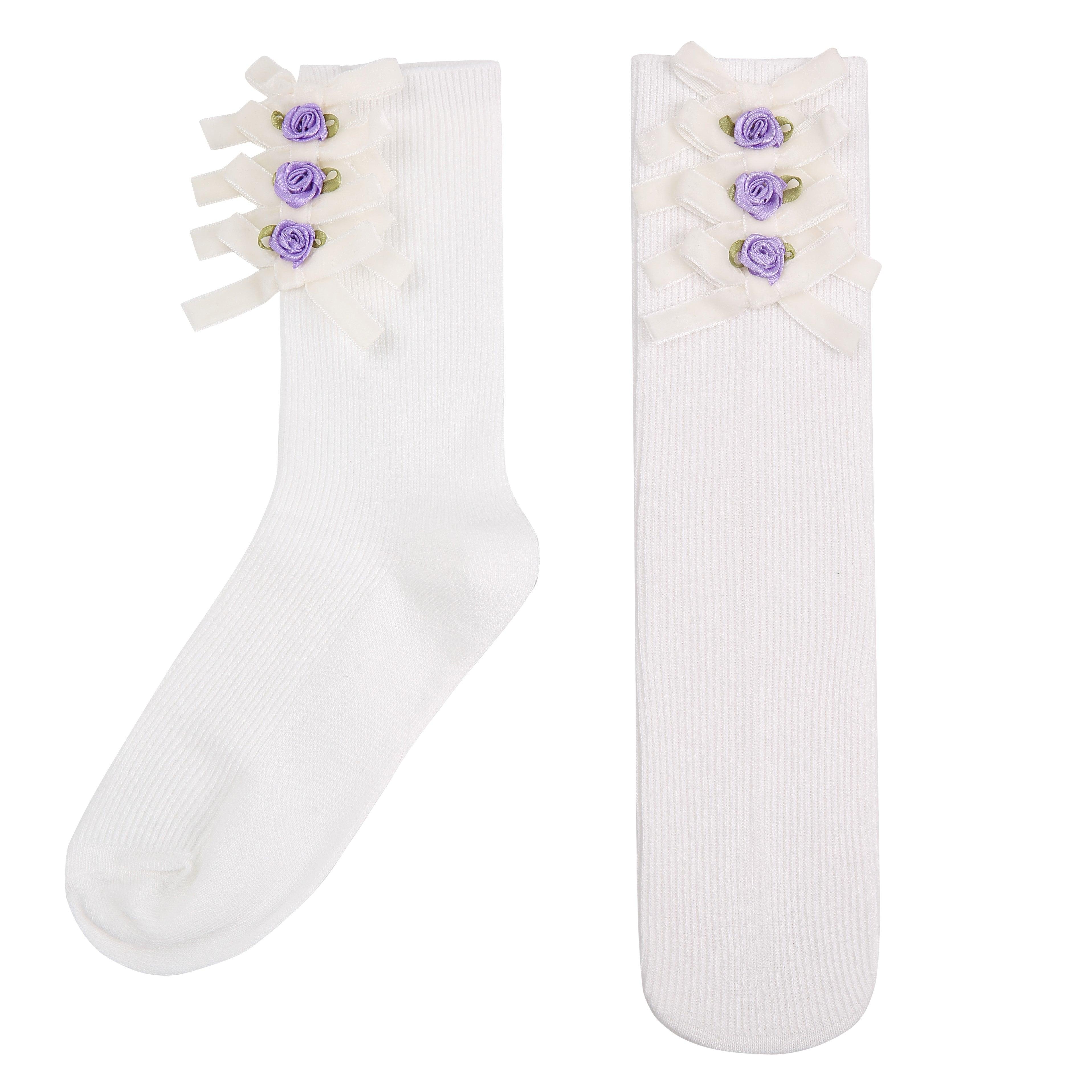 Flower Bowknot Cotton Short Socks - Uniqvibe