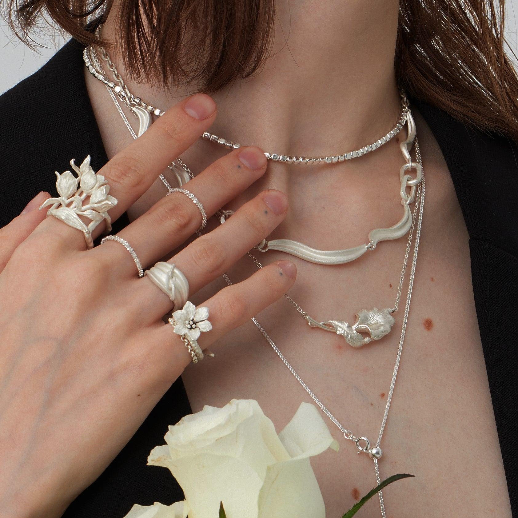 Frosted Sterling Silver Calla Lily Necklace - Uniqvibe