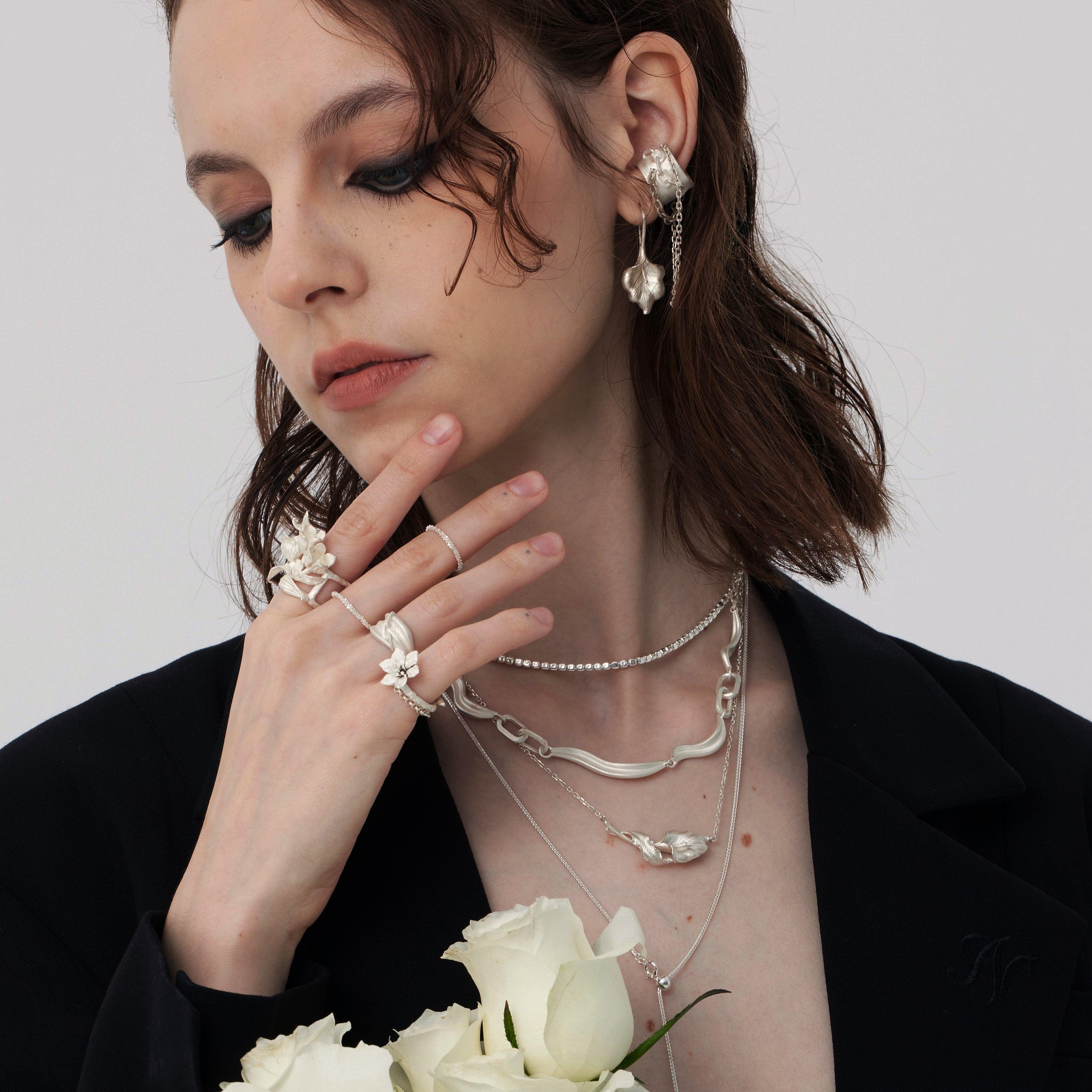 Frosted Sterling Silver Calla Lily Necklace - Uniqvibe