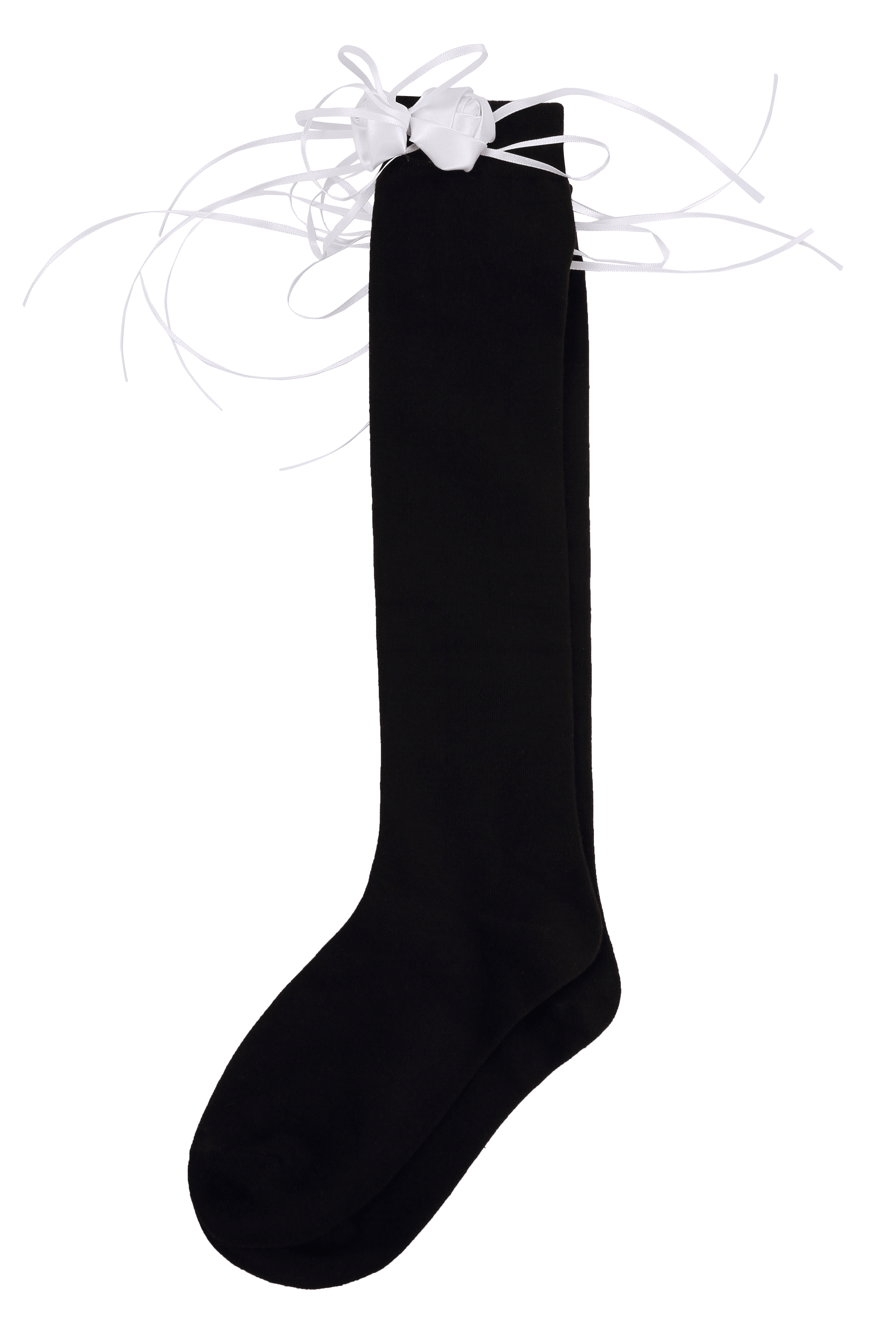 Handmade Flower Bud Black Cotton Long Socks - Uniqvibe