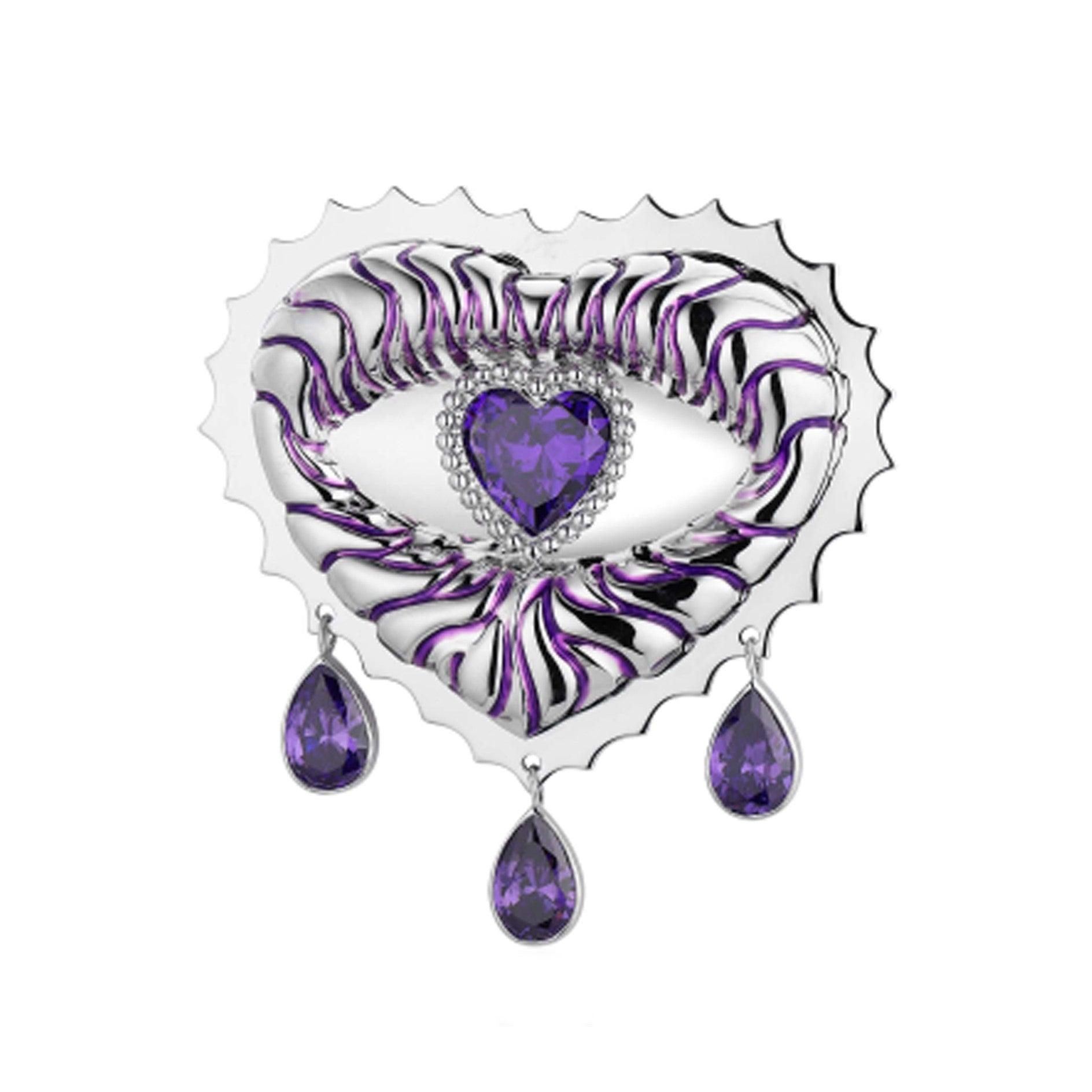 Heart Crystal Eye Sun Embossed Brooches Or pendants Two Usages - Uniqvibe