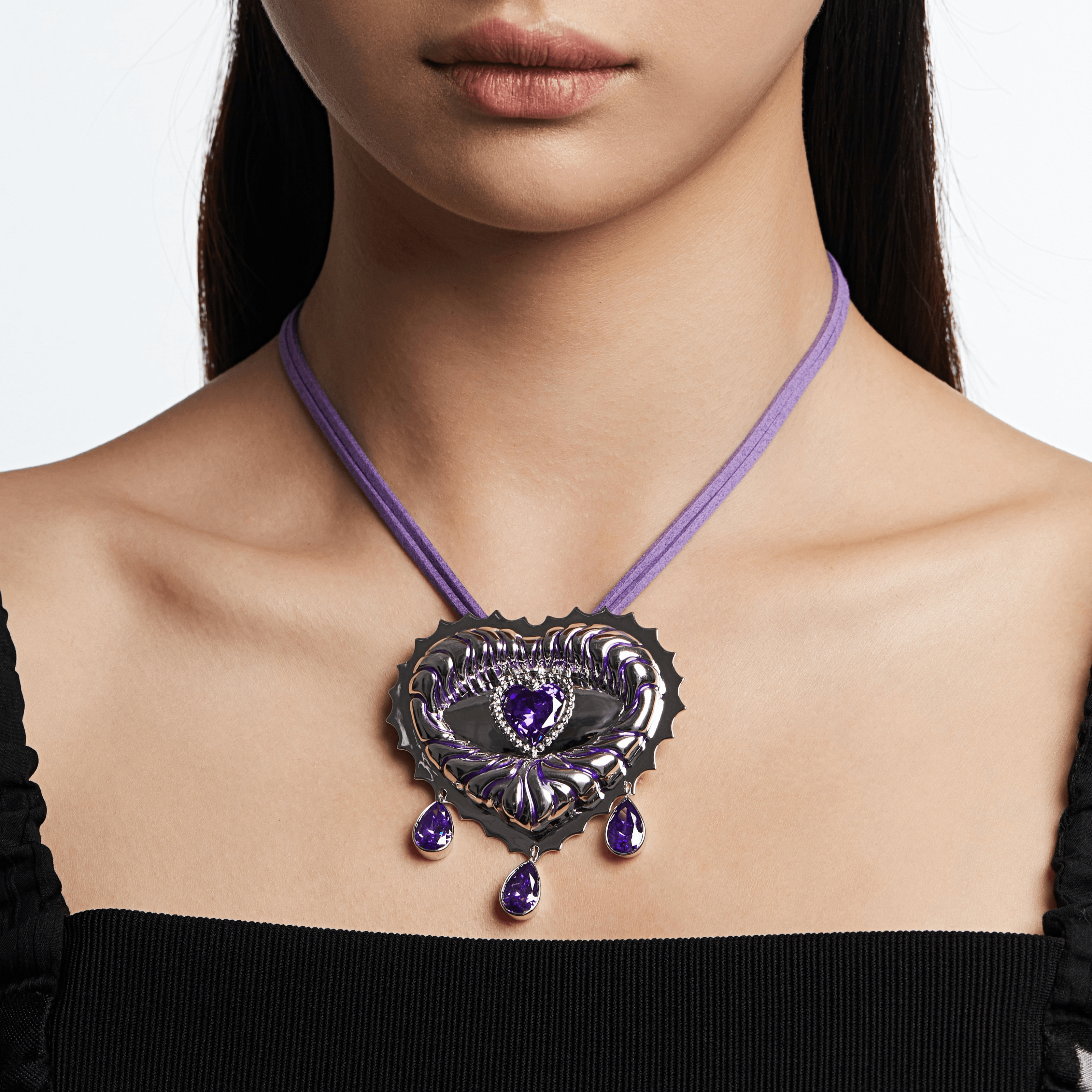 Heart Crystal Eye Sun Embossed Brooches Or pendants Two Usages - Uniqvibe