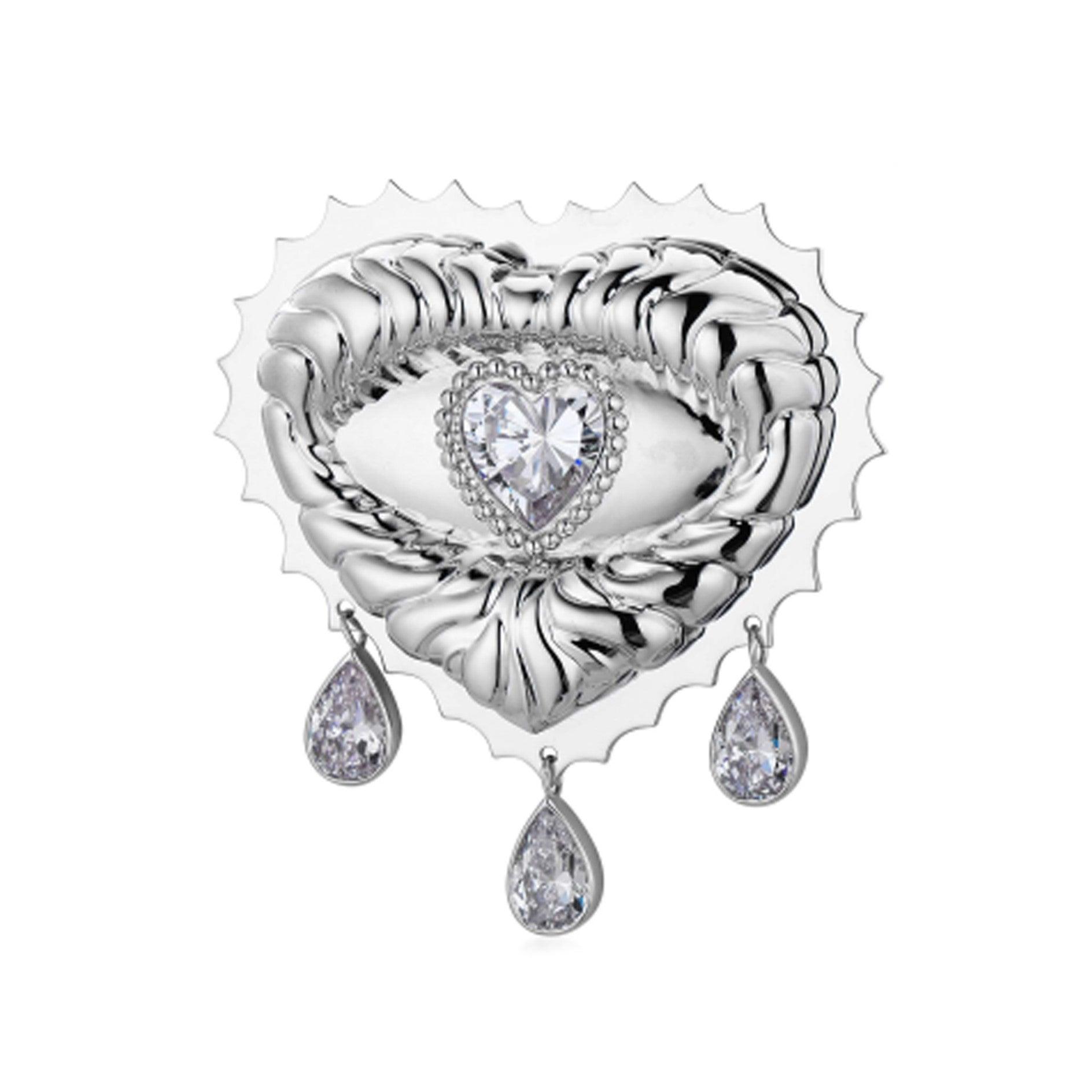 Heart Crystal Eye Sun Embossed Brooches Or pendants Two Usages - Uniqvibe