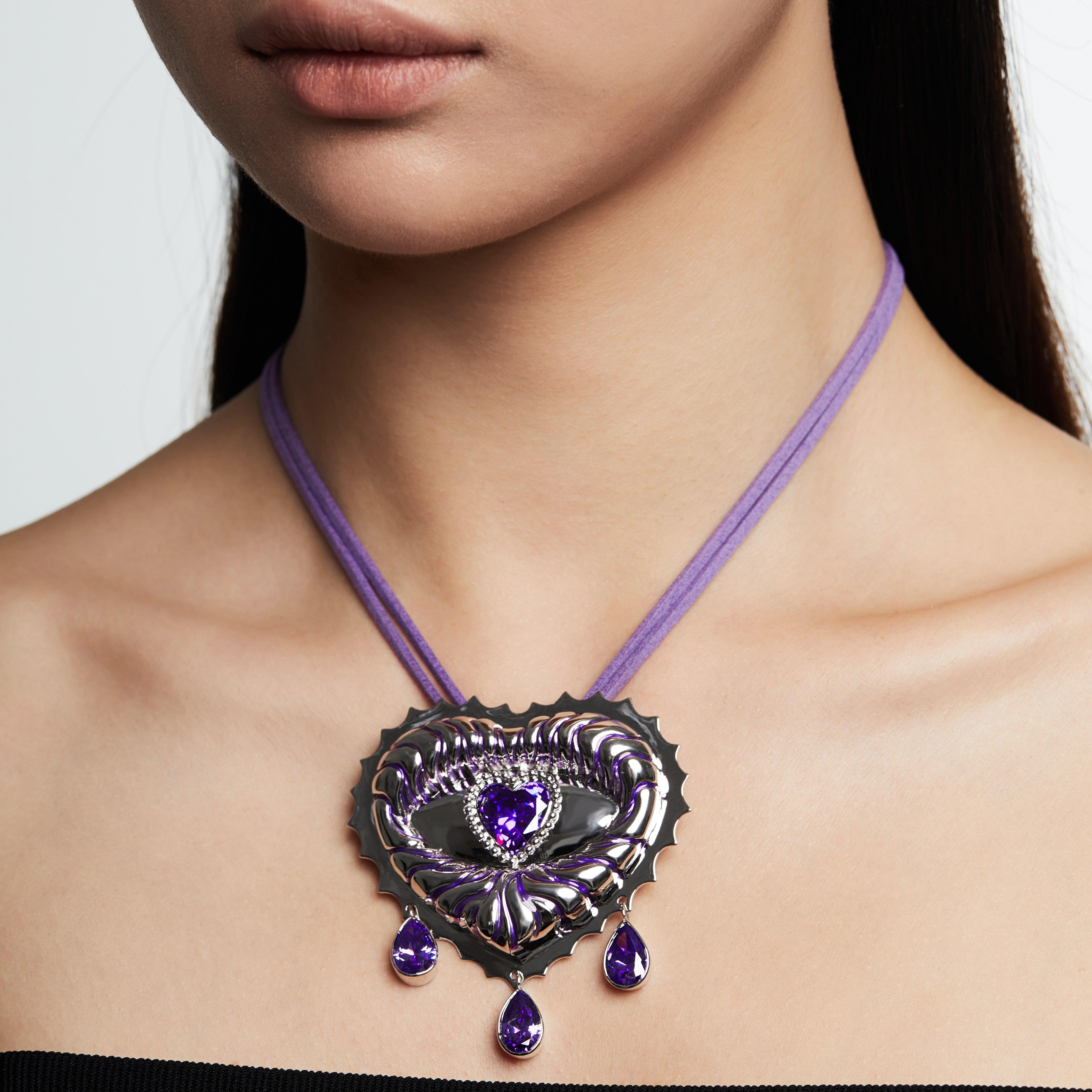 Heart Crystal Eye Sun Embossed Brooches Or pendants Two Usages - Uniqvibe