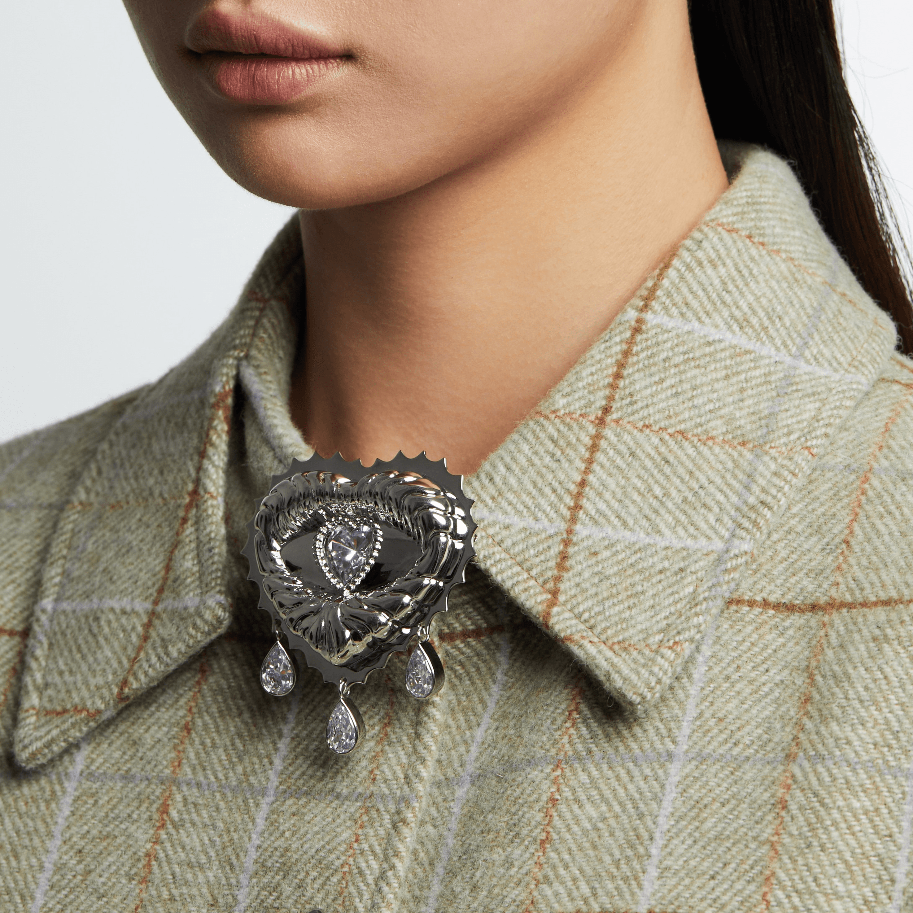 Heart Crystal Eye Sun Embossed Brooches Or pendants Two Usages - Uniqvibe