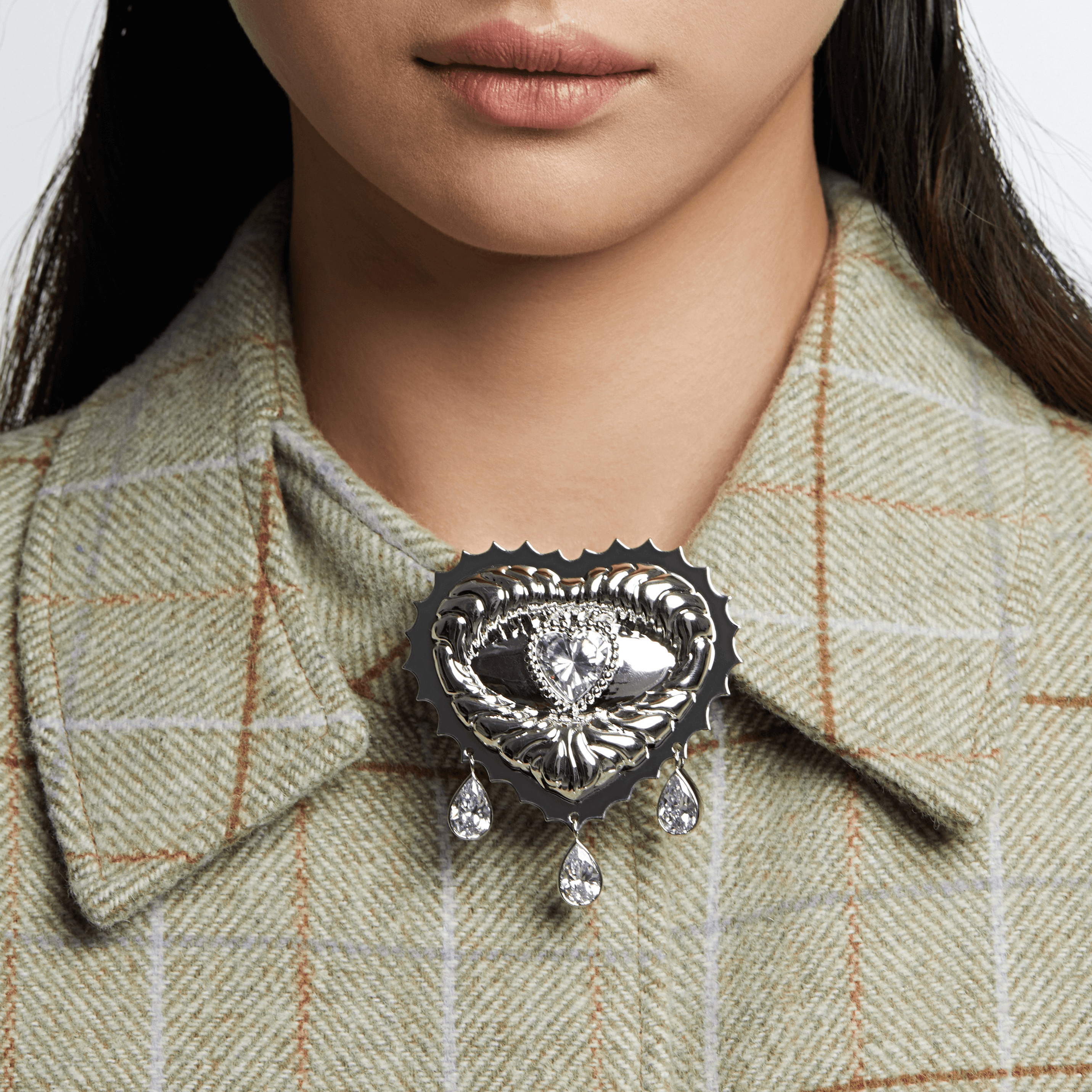 Heart Crystal Eye Sun Embossed Brooches Or pendants Two Usages - Uniqvibe