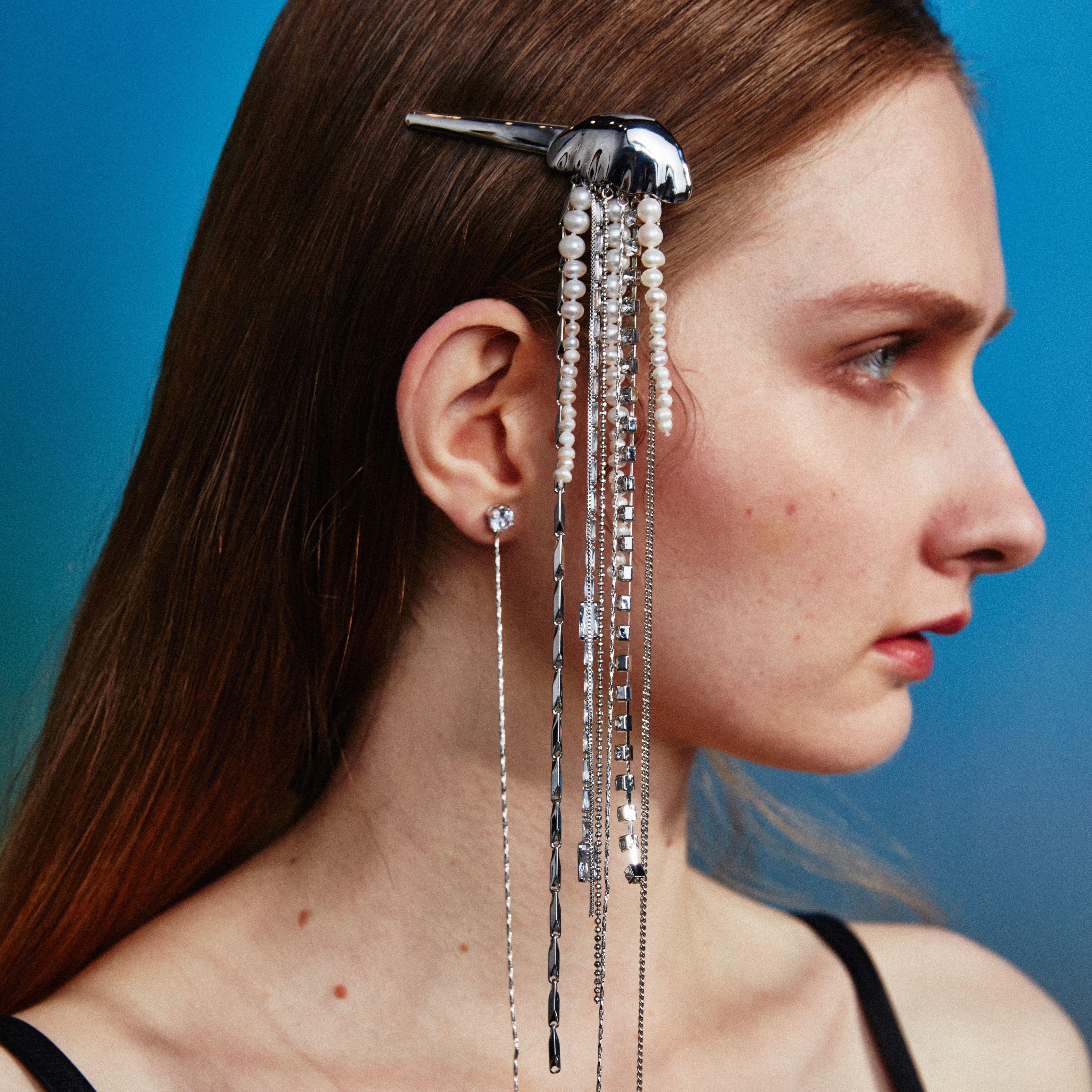 Jellyfish Tassels Baroque Pearl Hair Clip - Uniqvibe