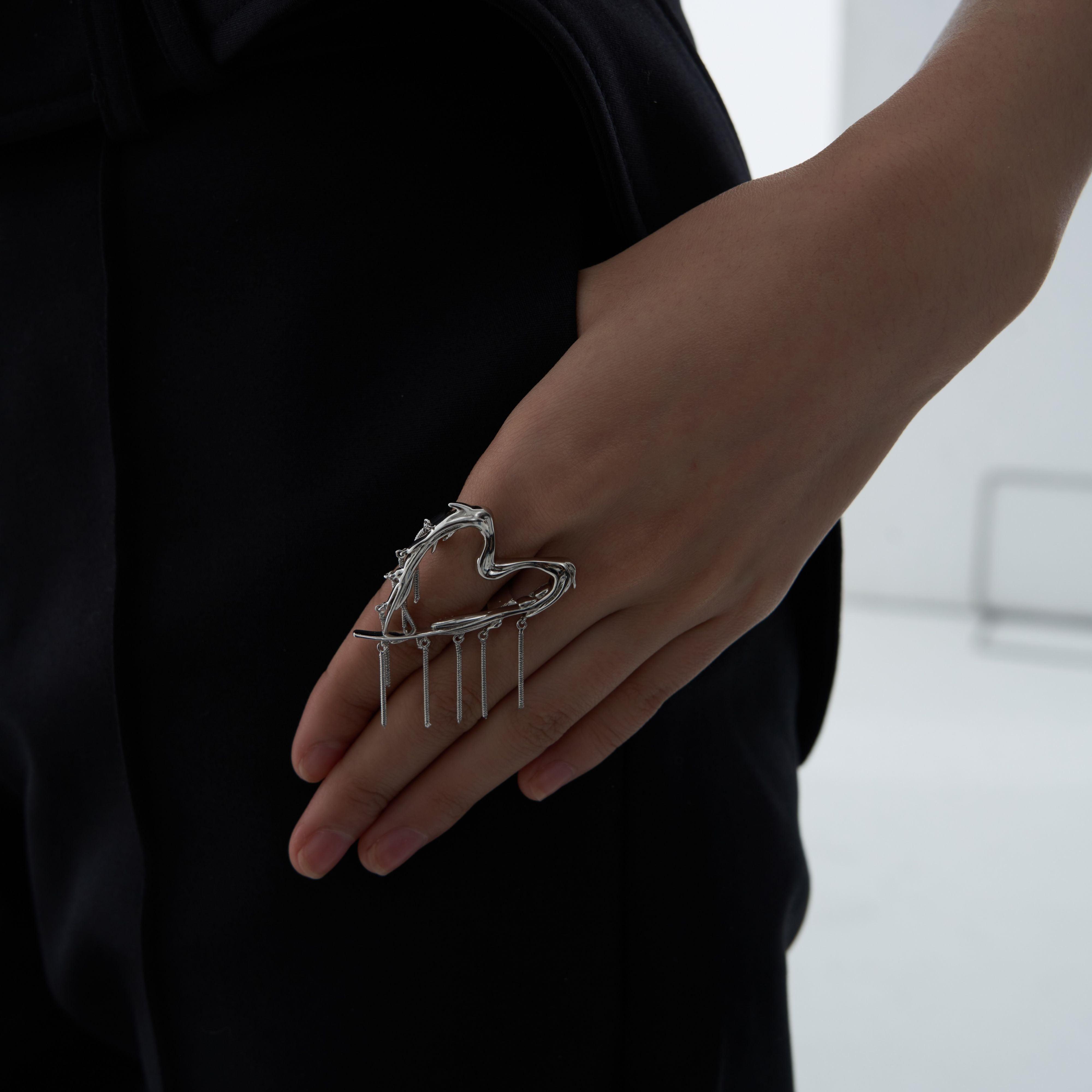 Love Wing Tassel Open Adjustable Ring - Uniqvibe