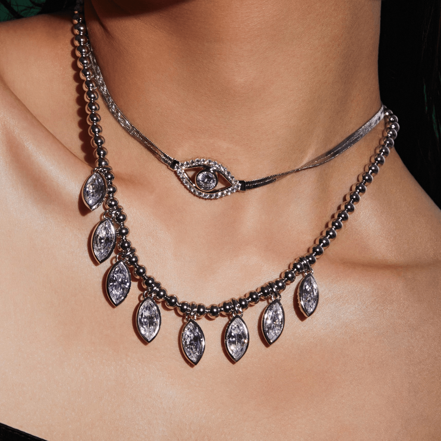 Multiple Eyes Pendant Black Onyx Beaded Necklace - Uniqvibe